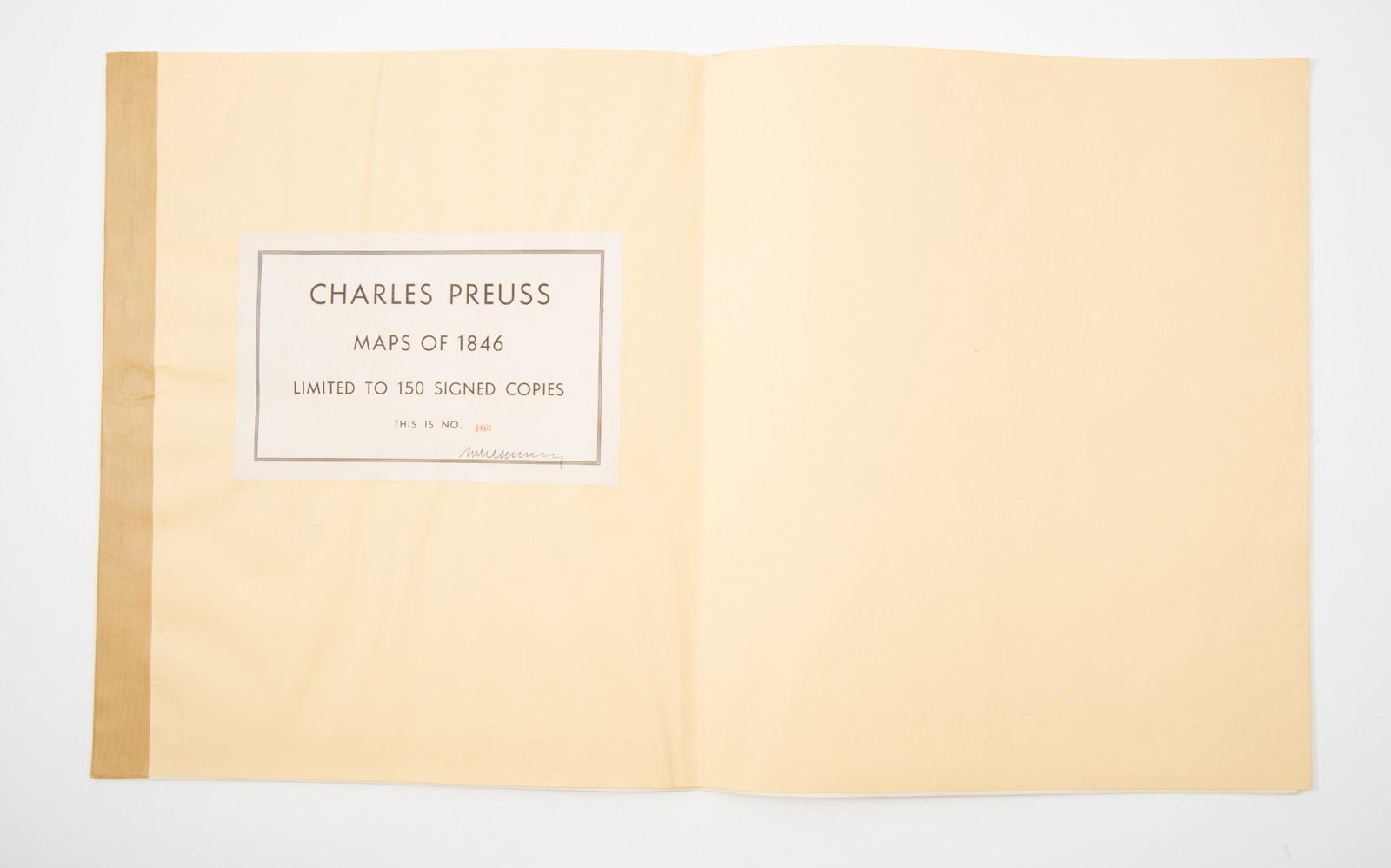 Nolie Mumey, Charles Preuss Maps of 1946 Ltd. Ed.: Folio of seven Fremont and Preuss maps of the Road from Missouri to Oregon. Self-published in Denver, 1925. Limited to 150 signed copies; number 102 of 105, signed on bookplate. Excellent condition. M