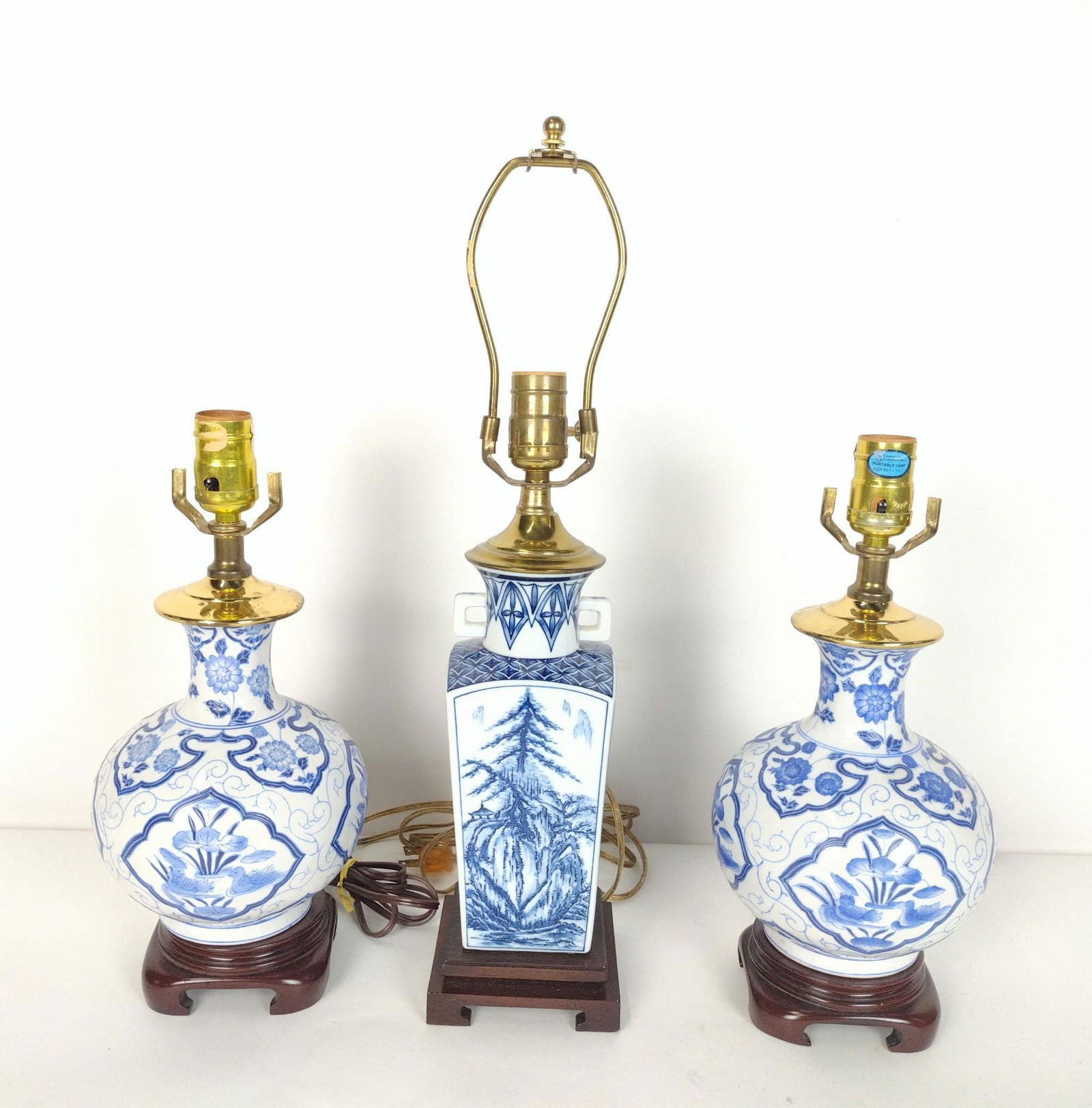 3 Blue and White Ceramic Table Lamps (1 of 2)