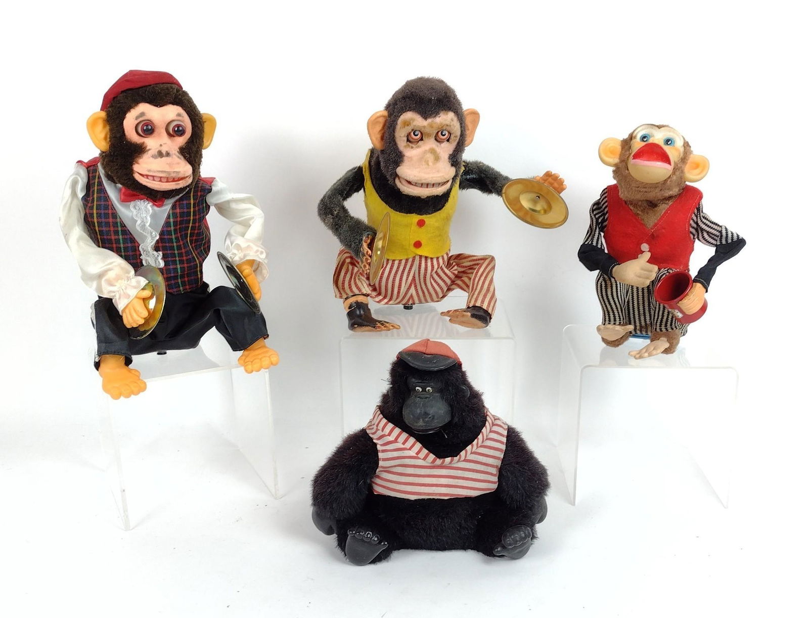 4 Vintage Monkey Toys Incl Jolly Chimp
