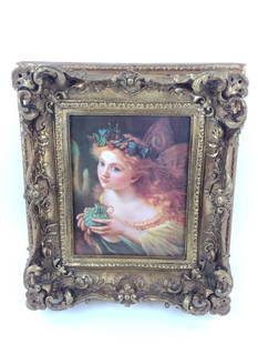 Sophie Anderson Take The Fair Face Porcelain Plaque Painting: Overall with frame 15-1/4" high X 13-1/4" wide. MG. IMPORTANT: Before bidding, please read the terms and conditions. When you registered for the auction you agreed to these terms and will be required