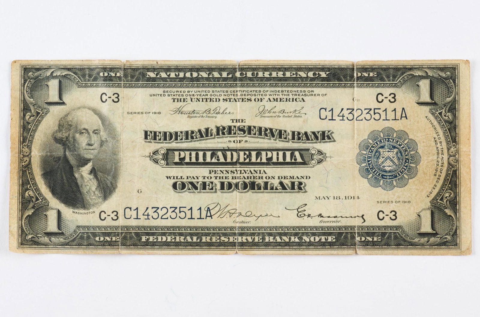 1914 $1 Philadelphia National Currency Note: Good. DP. IMPORTANT: Before bidding, please read the terms and conditions. When you registered for the auction you agreed to these terms and will be required to comply with them.