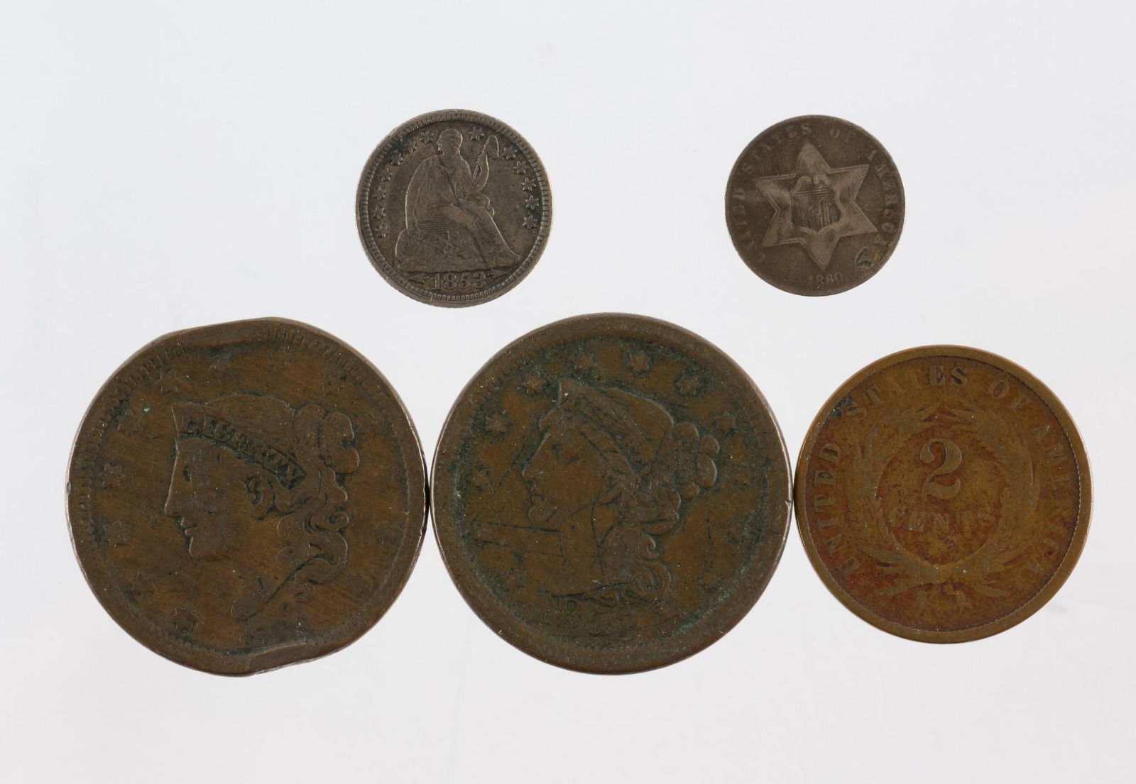 5 U.S. Type Coins Incl Large Cents (1 of 2)