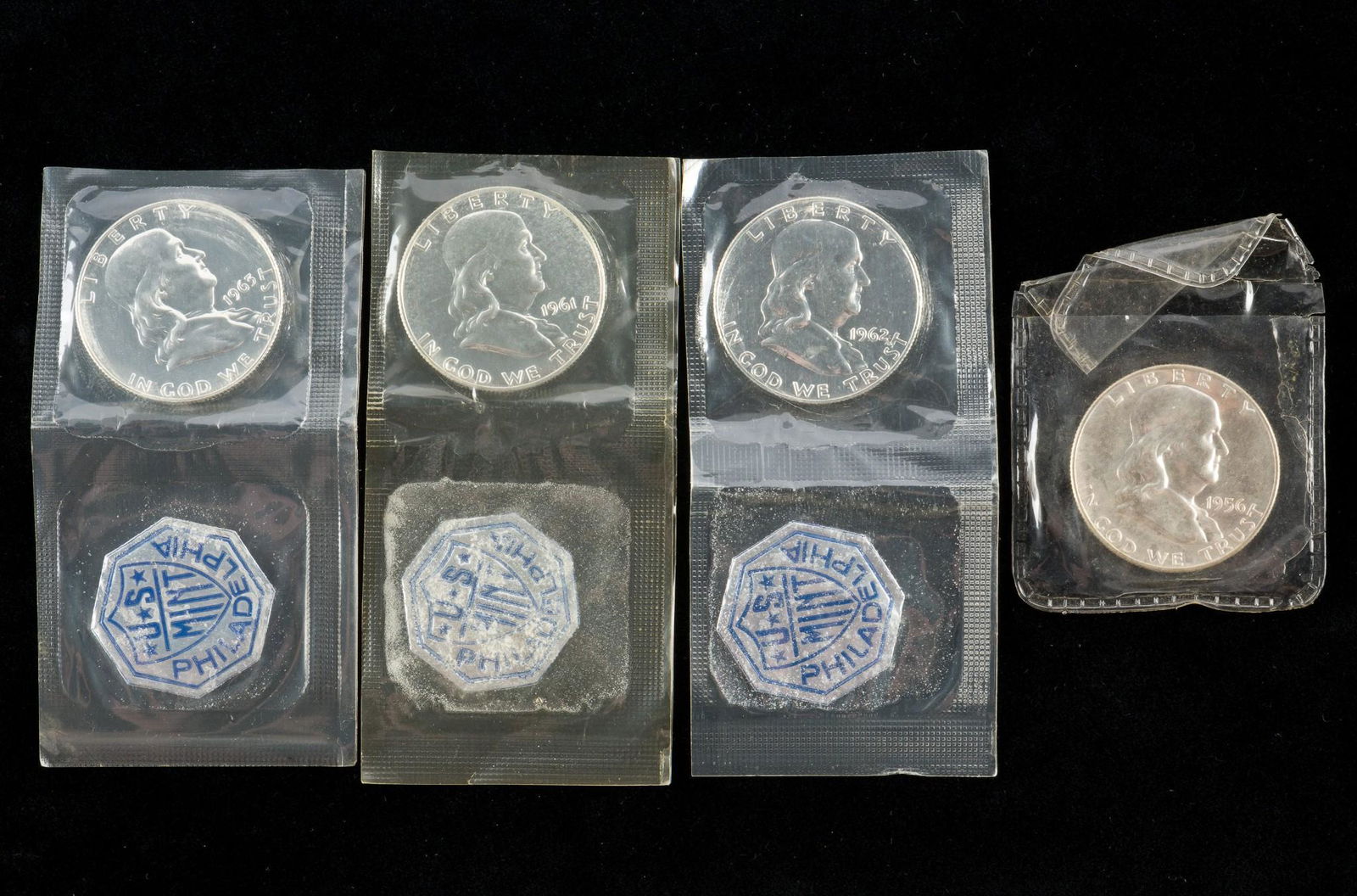 4 Franklin Half Dollars Incl 1956 (1 of 2)