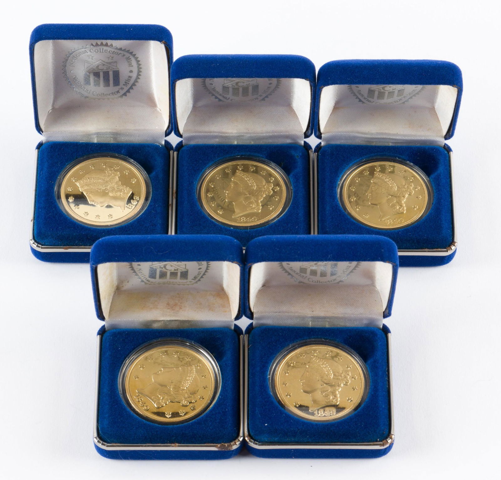 5 Replica 1849 $20 Liberty Gold Proof Coins (1 of 6)
