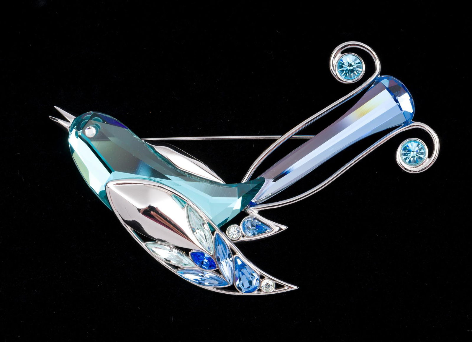 Swarovski & Sterling Bird Brooch (1 of 4)