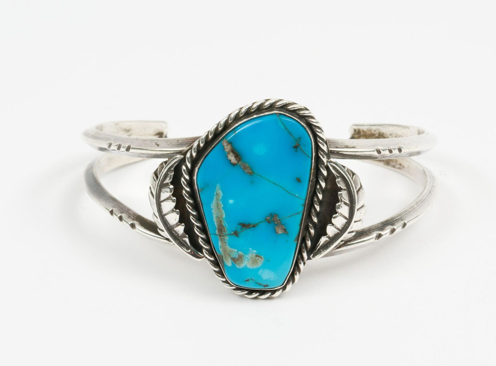 Navajo Silver & Turquoise Cuff Bracelet (1 of 3)