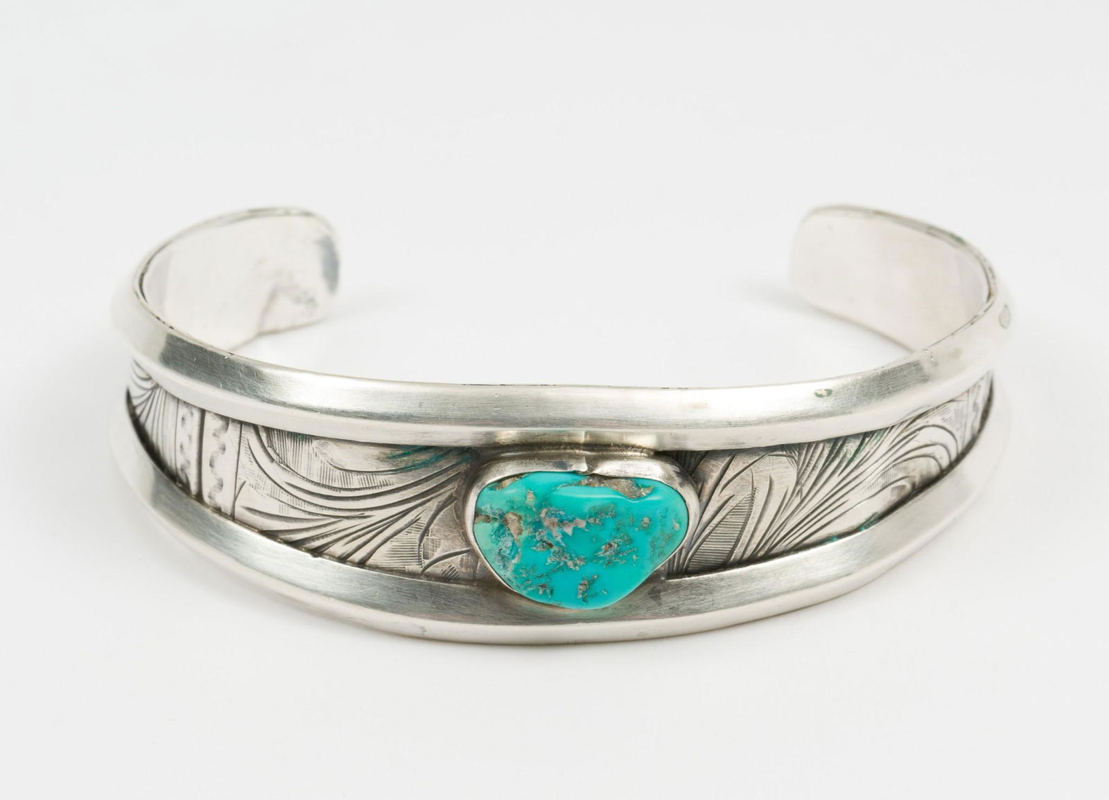 Navajo Silver & Turquoise Cuff Bracelet (1 of 4)