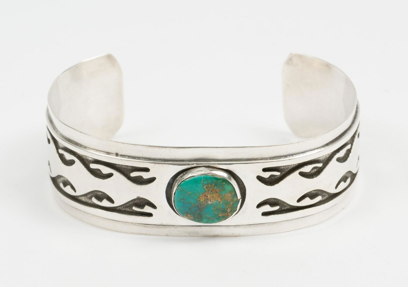 Native American Silver & Turquoise Cuff Bracelet (1 of 2)