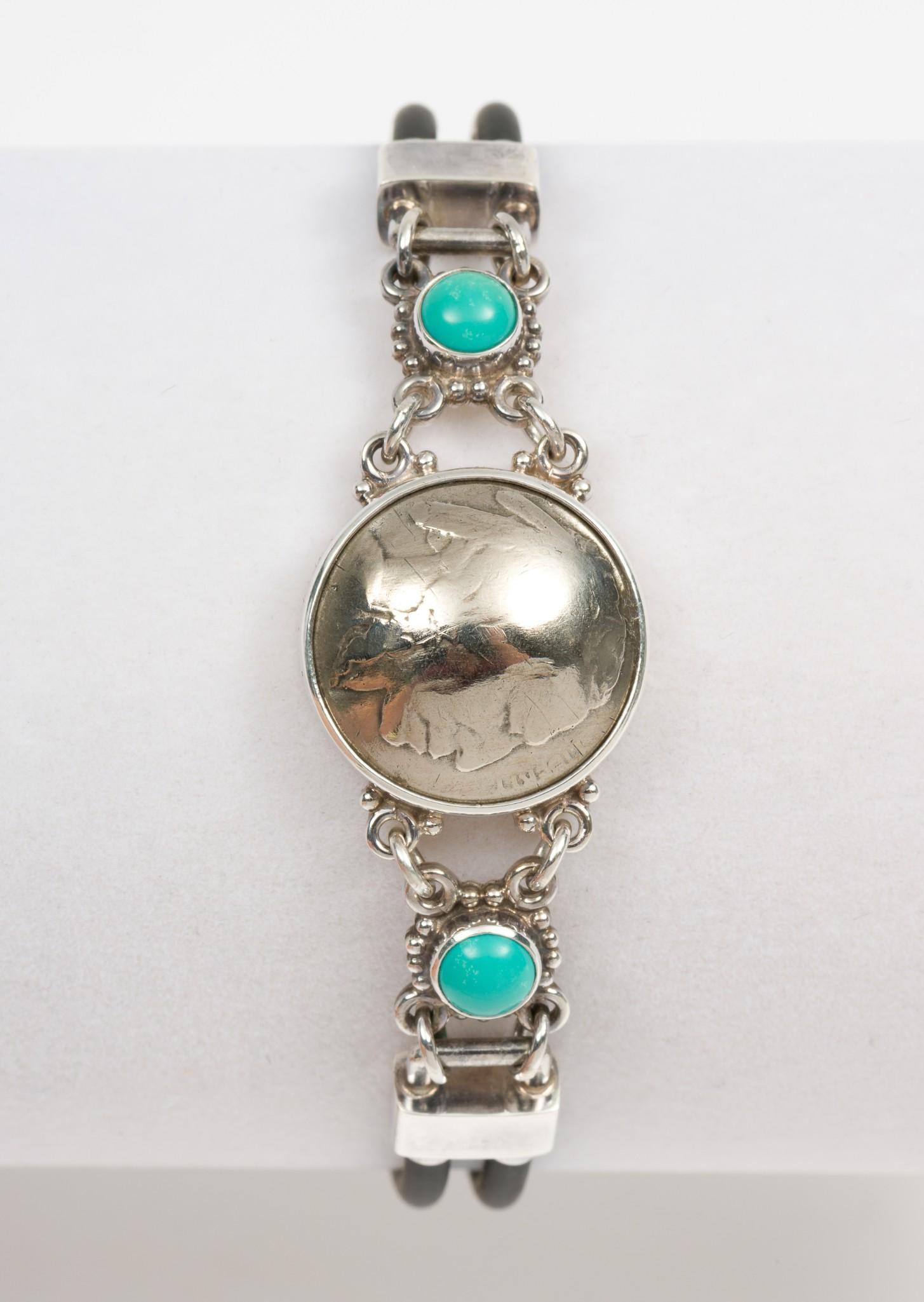 Sajen Sterling Buffalo Head Nickel Bracelet (1 of 4)