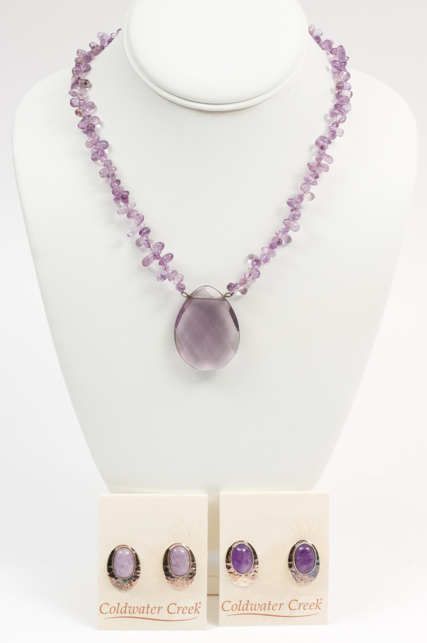 Coldwater Creek Amethyst Necklace & 2 Prs Earrings (1 of 5)