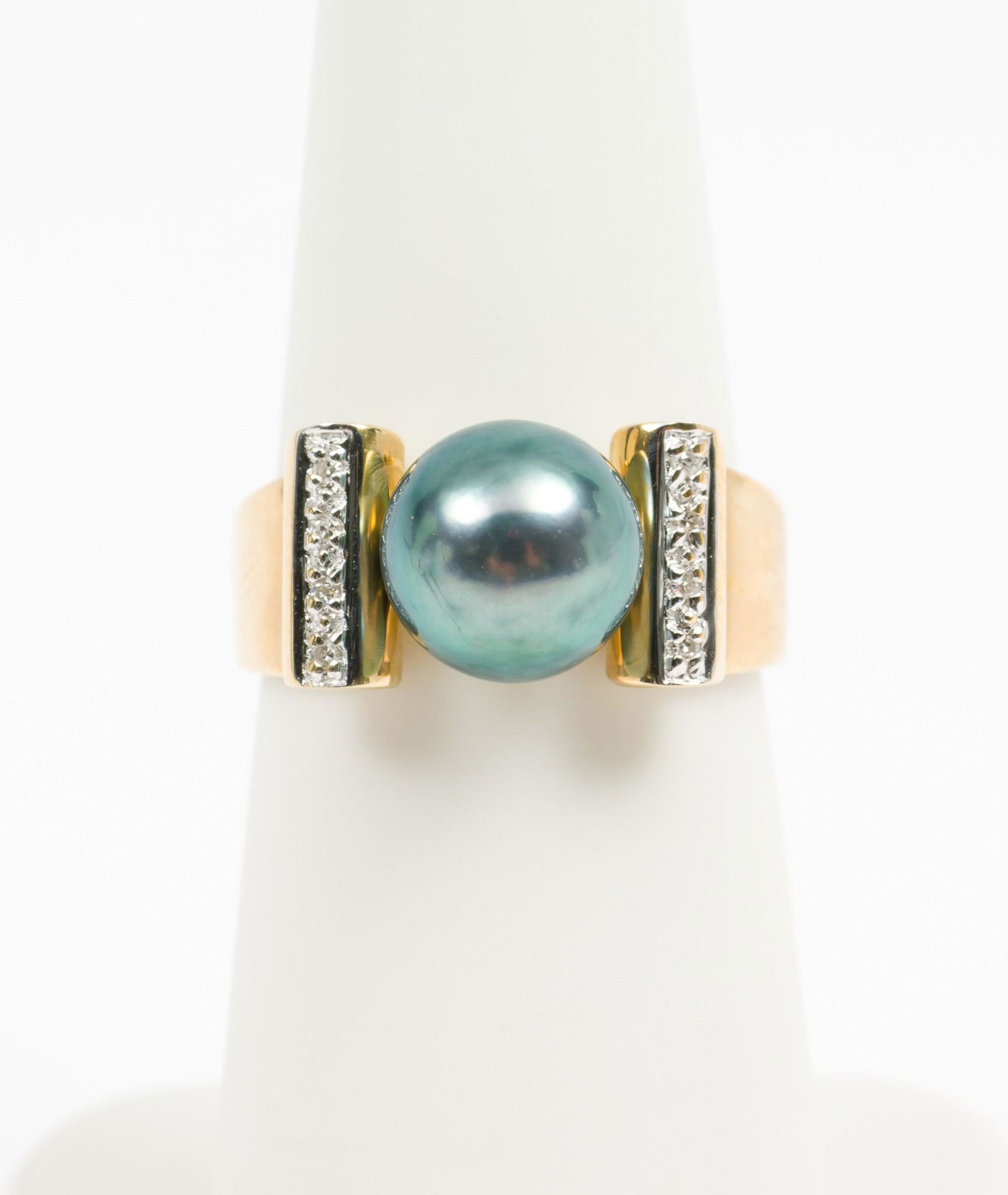 Ross-Simons 14K, Tahitian Pearl & Diamond Ring (1 of 4)