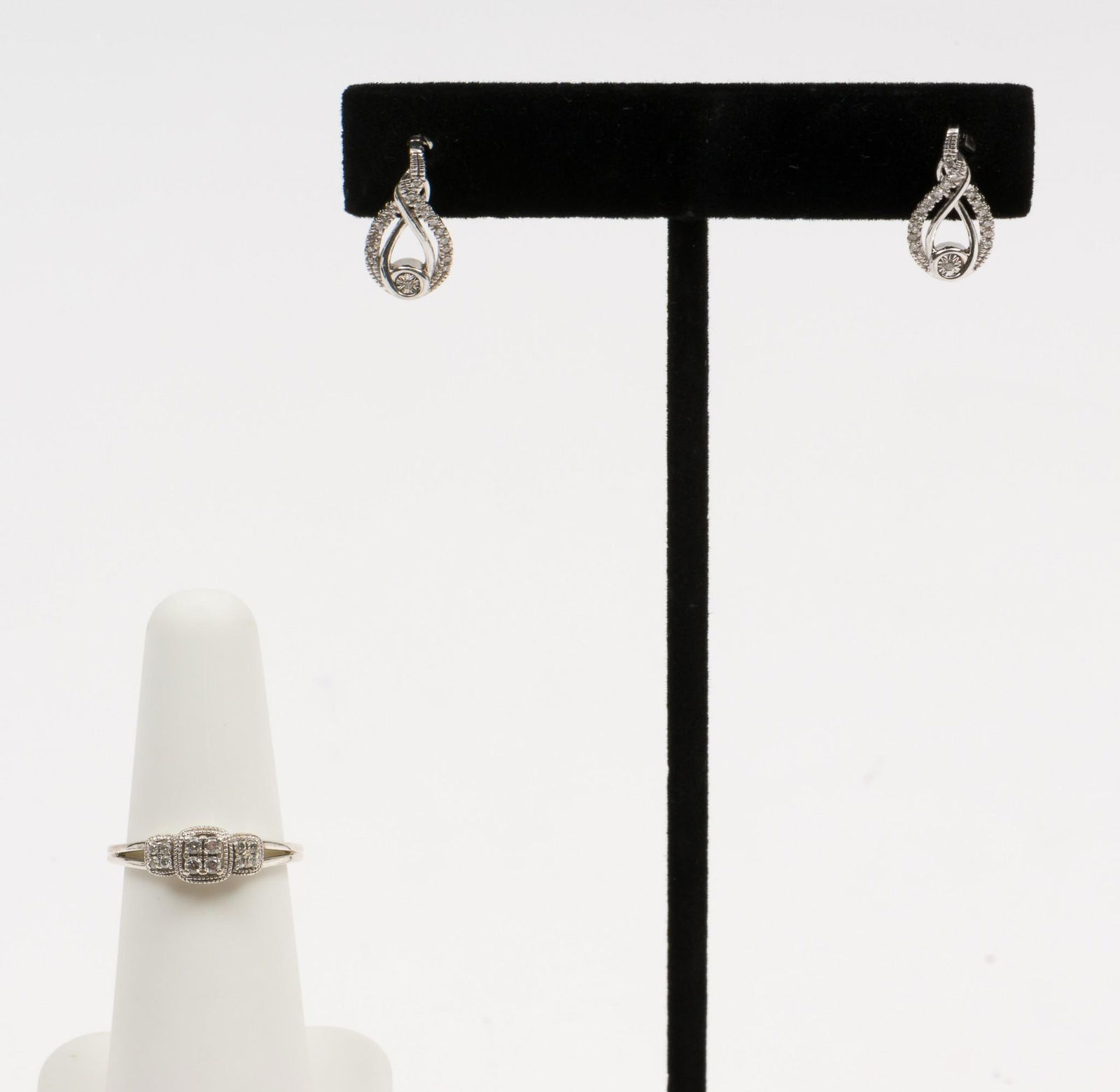 Sterling & Diamond Ring and Earrings (1 of 5)