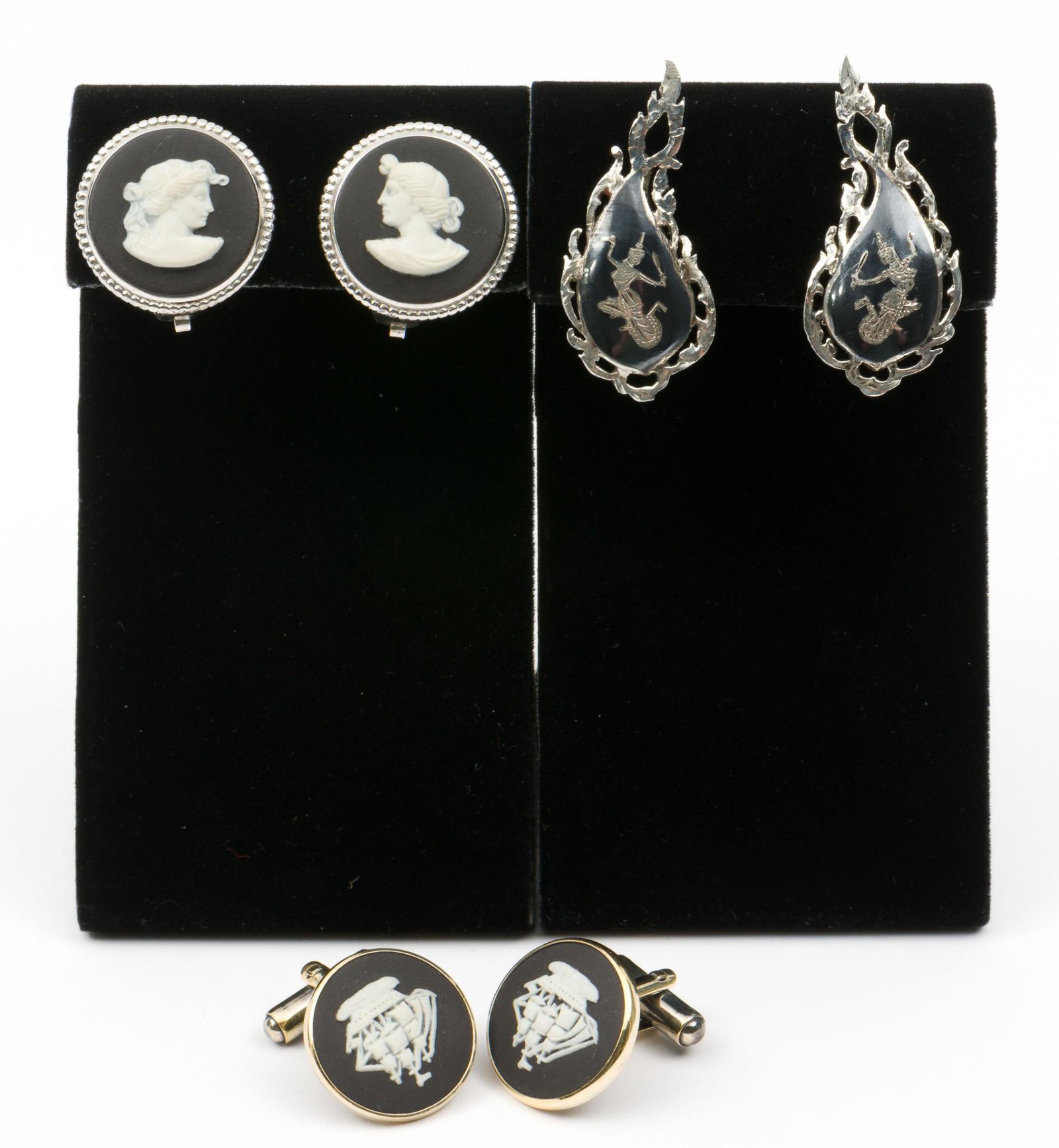 Jasperware Earrings & Cufflinks and Siam Sterling Earrings (1 of 8)