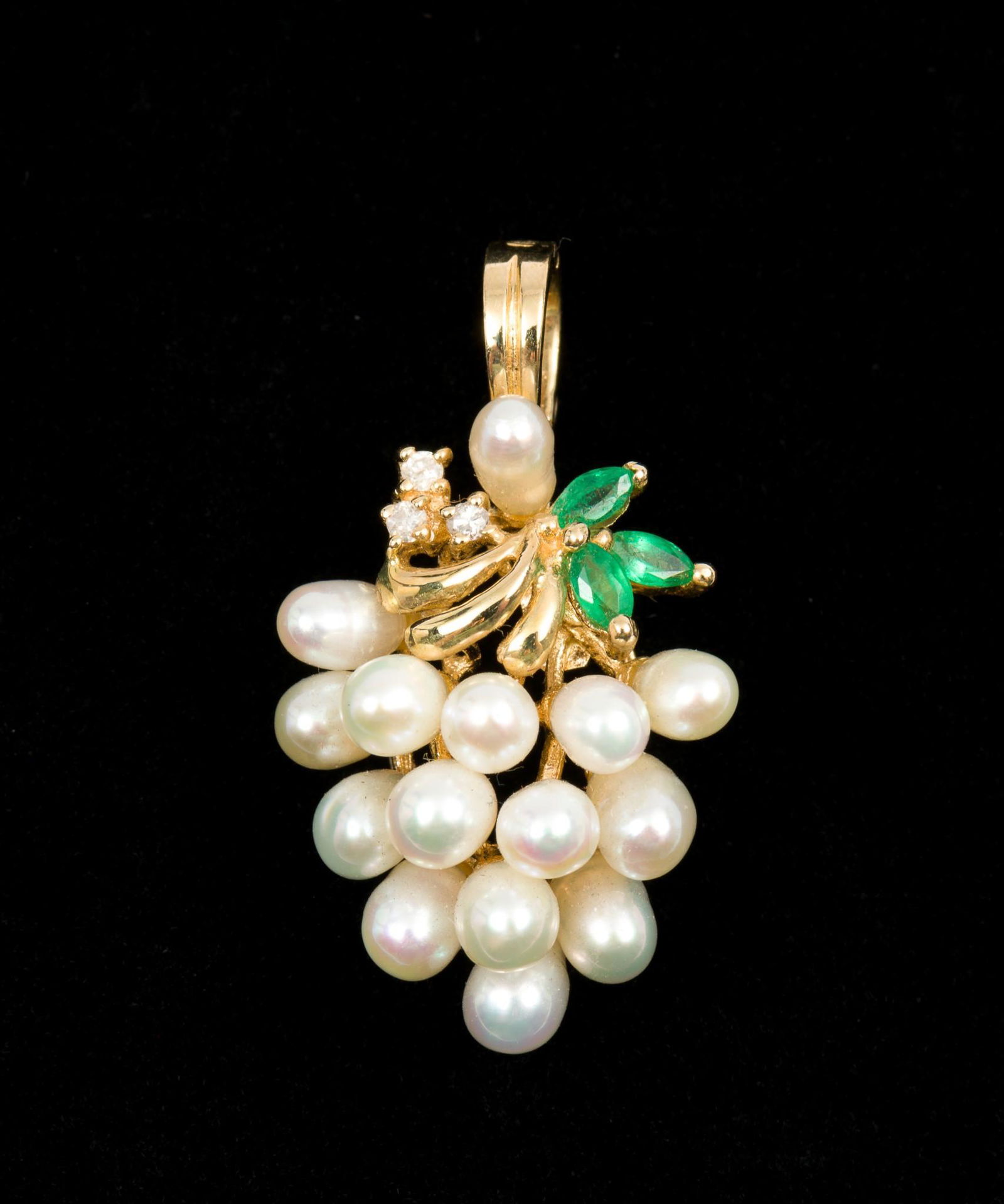14K Gold, Pearl, Emerald & Diamond Enhancer (1 of 3)