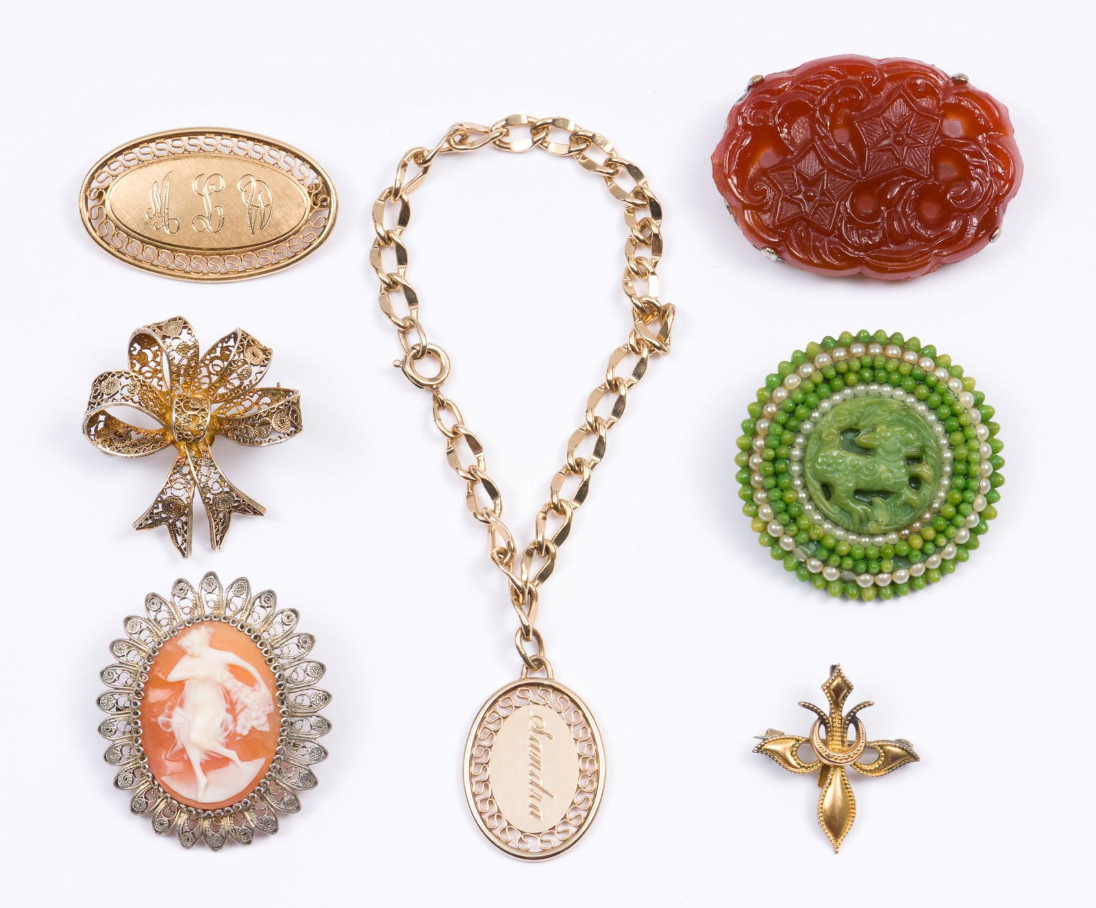 7 Brooches & Bracelet Incl Sterling (1 of 17)