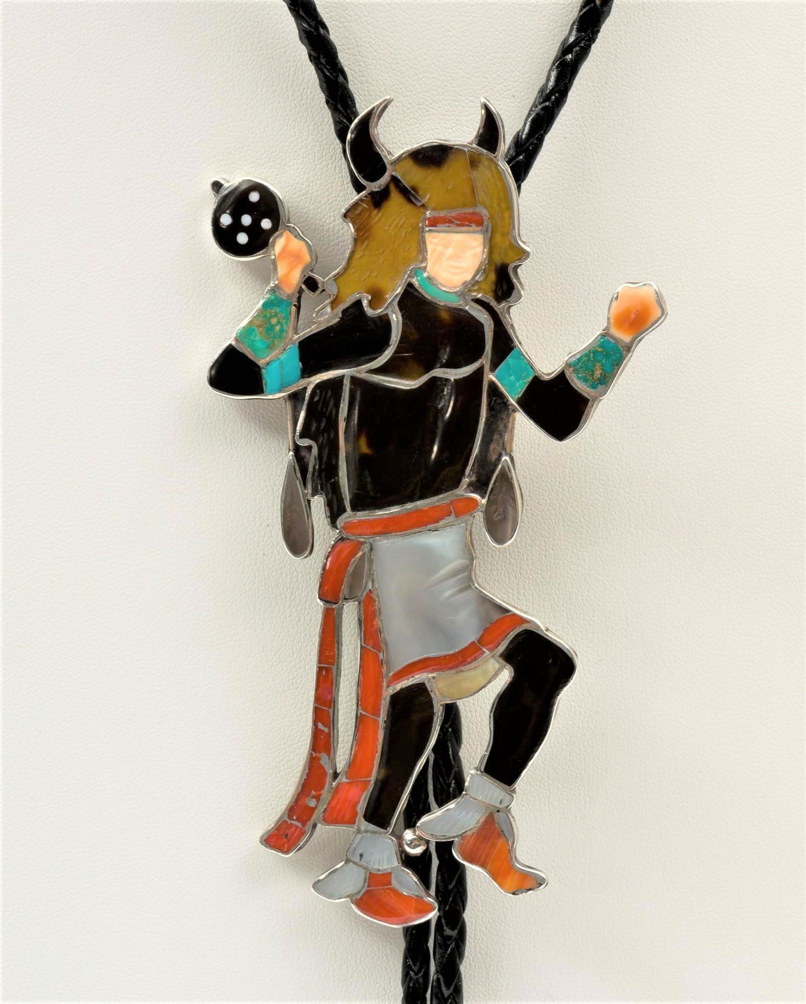 Zuni Buffalo Dancer Sterling Bolo Tie (1 of 4)