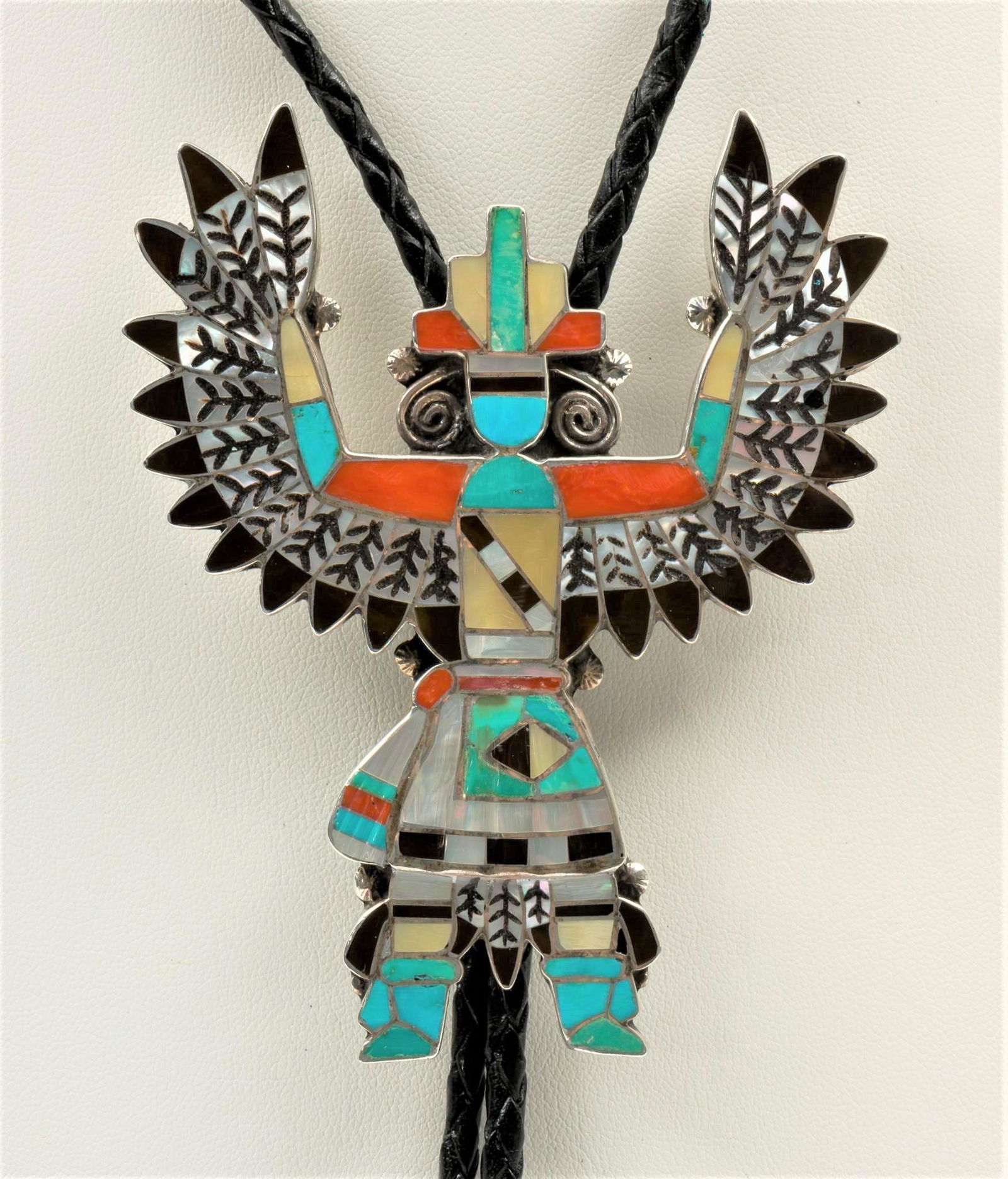 Eddie & Pablita Quam Zuni Knife Wing Dancer Bolo Tie (1 of 5)