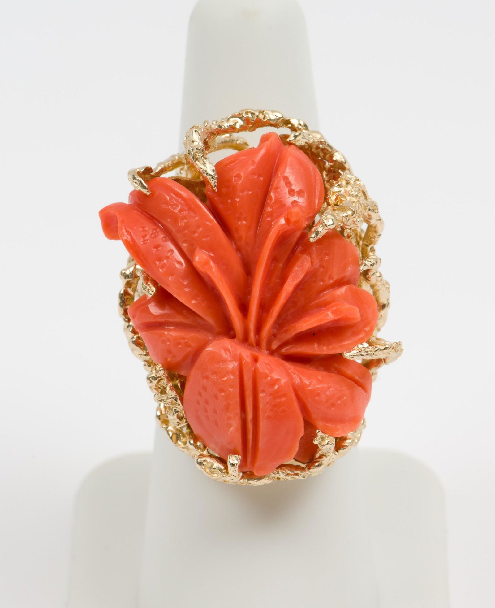 18K Gold and Carved Coral Ring (1 of 2)