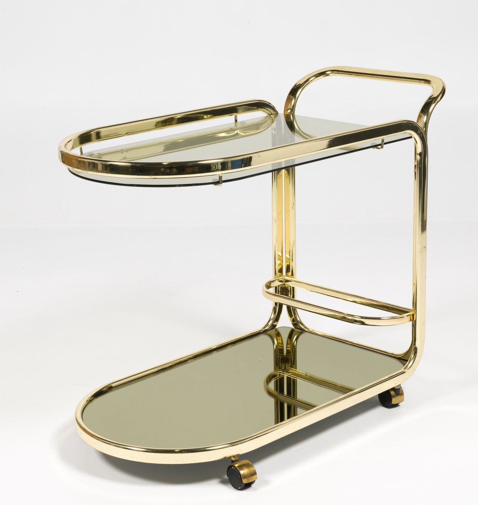 Hollywood Regency Brass & Smoked Glass Bar Cart (1 of 6)