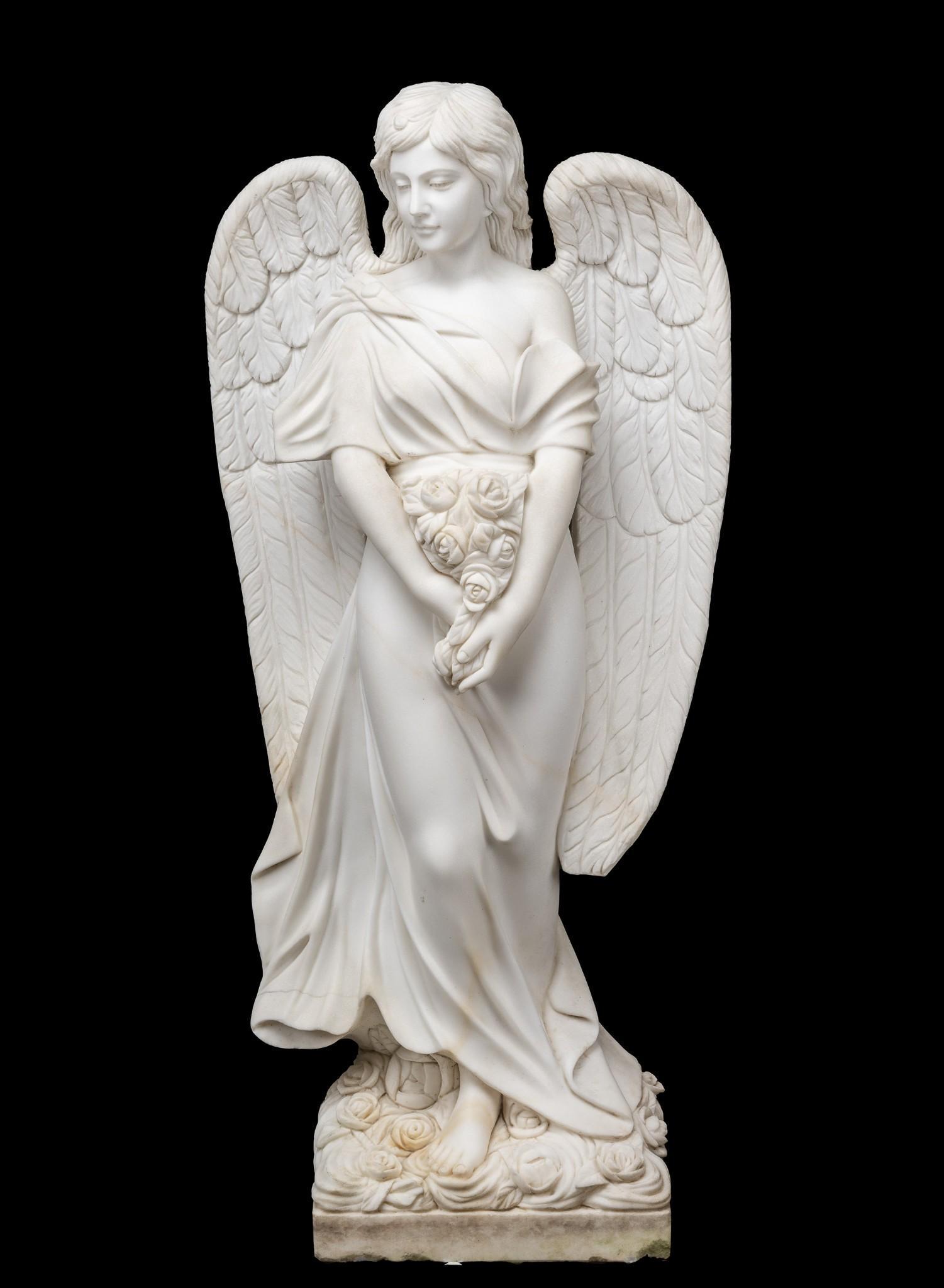5 foot tall White Carrara Marble Angel (1 of 8)