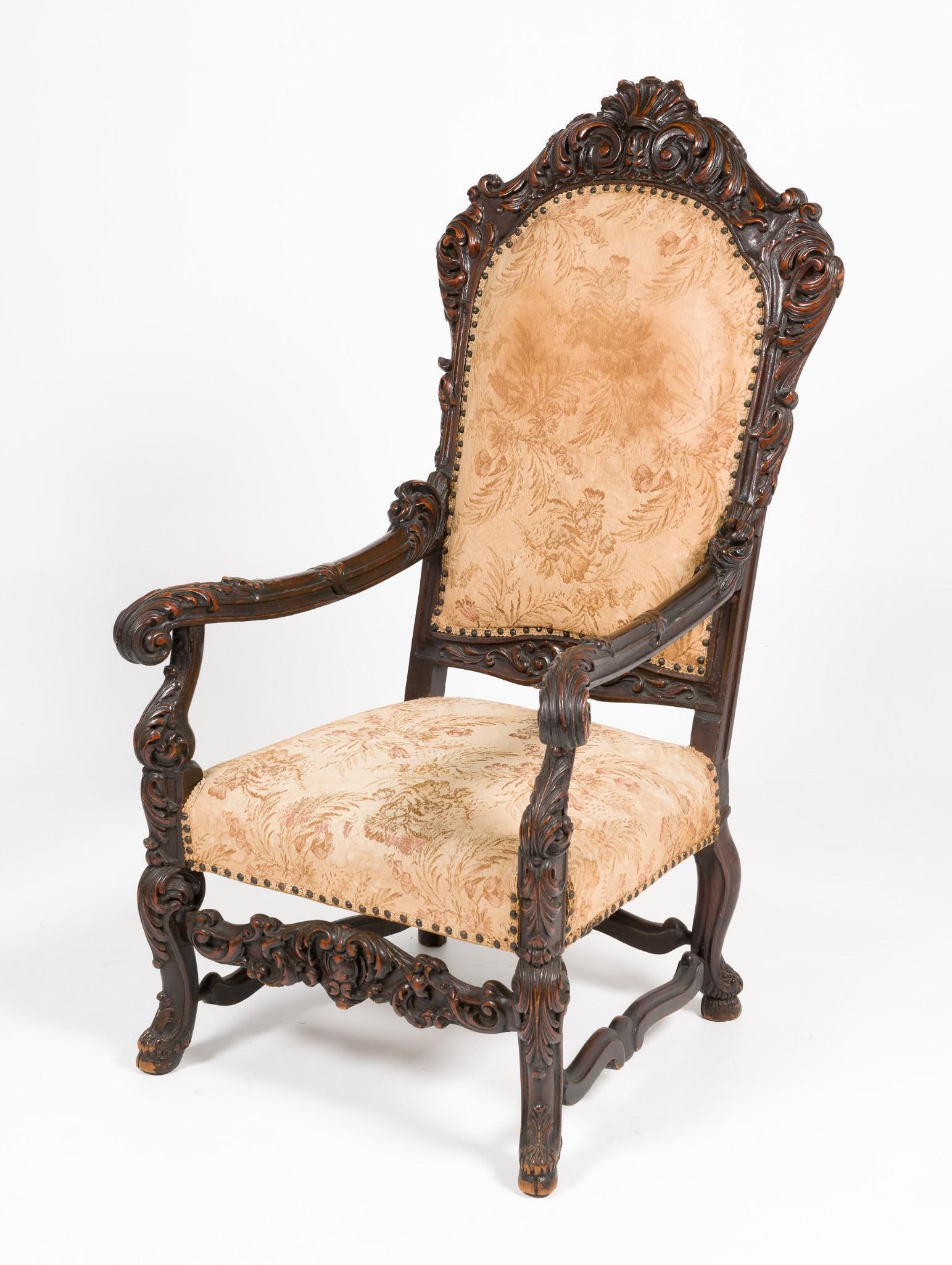 Victorian Baroque Style Throne Arm Chair (1 of 12)