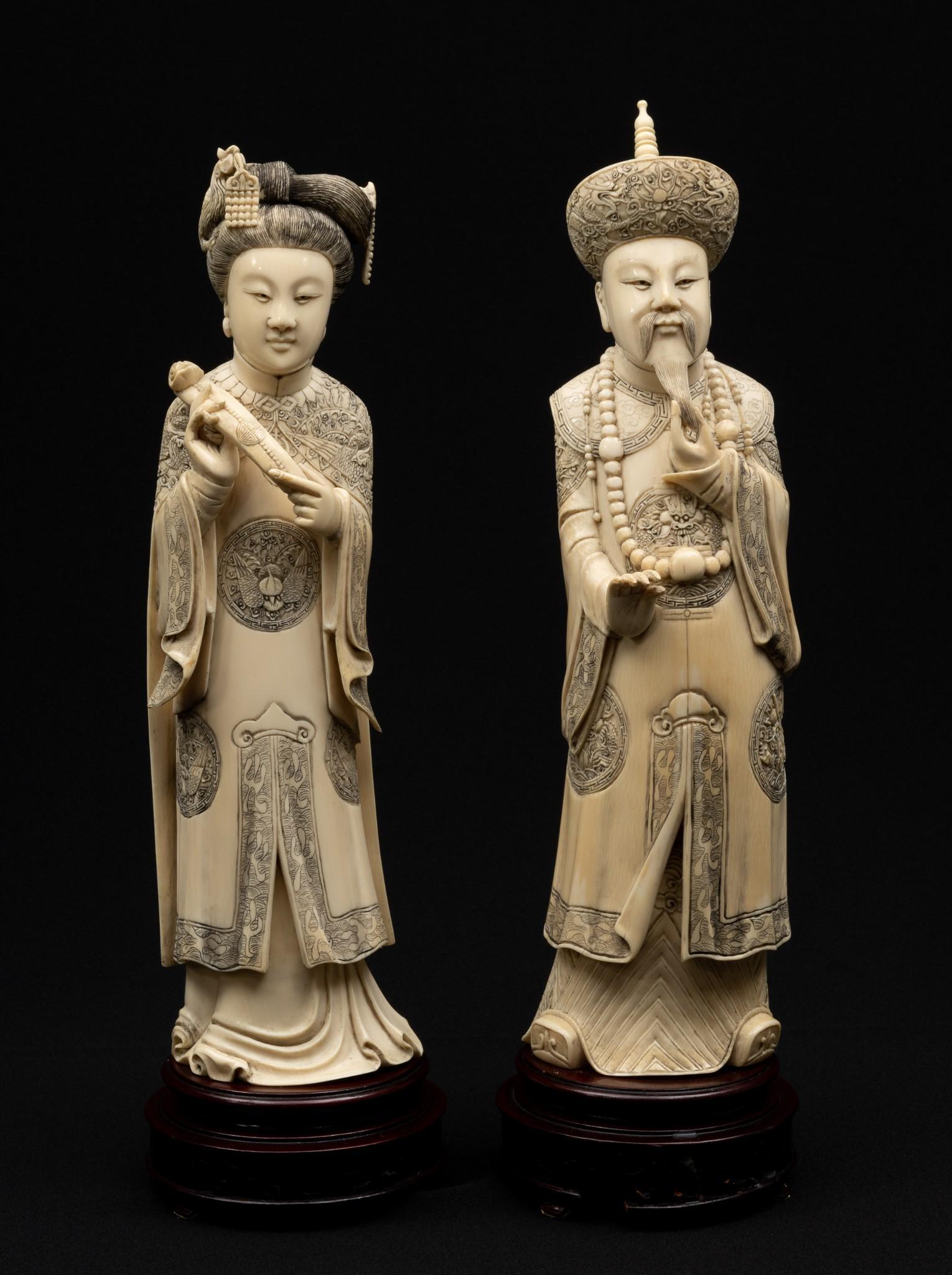 Pair of Carved Emperor & Empress Figures (1 of 11)