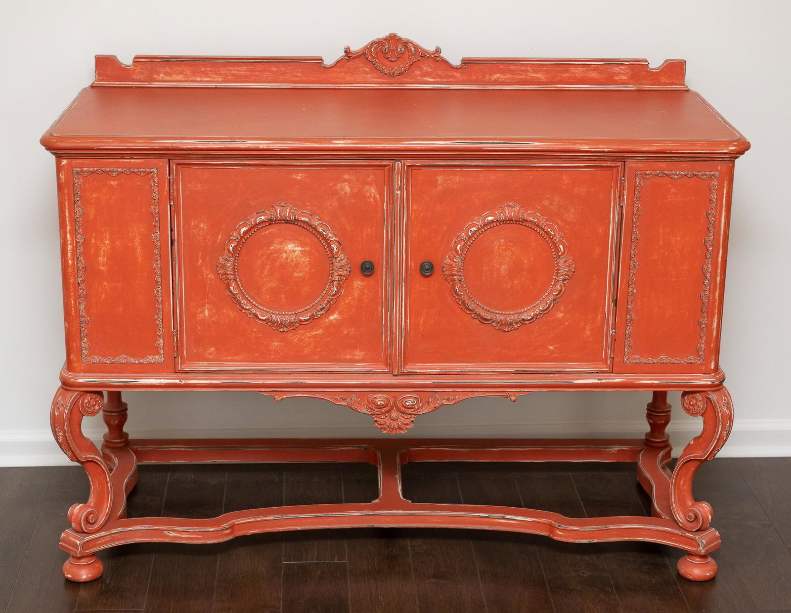 Painted Sideboard: 50" wide x 20-1/2" deep x 39" high. LR / WP IMPORTANT: Before bidding, please read the terms and conditions. When you registered for the auction you agreed to these terms and will be required to compl