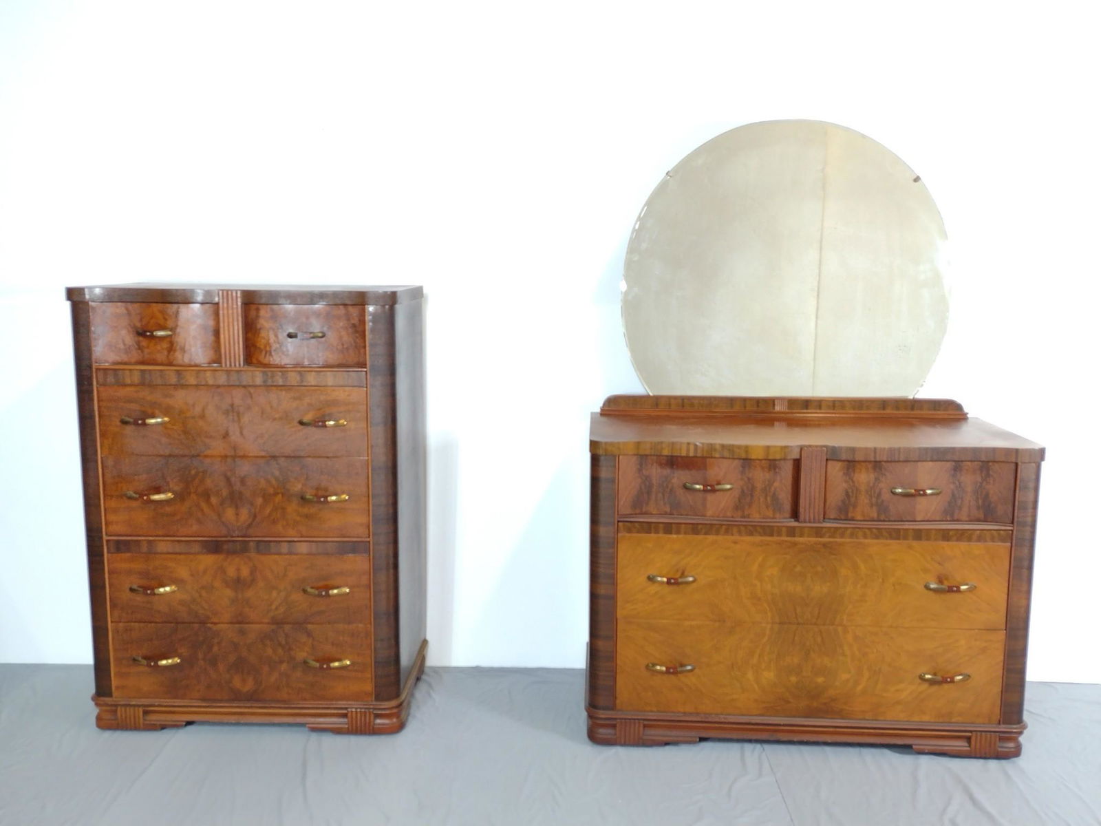 Art Deco Dresser With Mirror & Tall Chest (1 of 8)