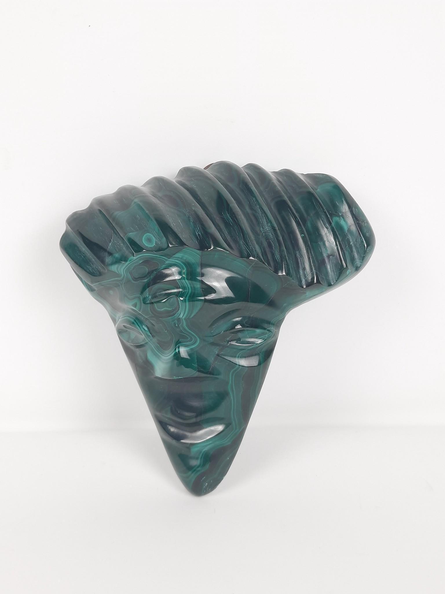 Malachite Carved Wall Hanging: 5-1/4" wide x 2-1/2" deep x 5-1/2" high. LR IMPORTANT: Before bidding, please read the terms and conditions. When you registered for the auction you agreed to these terms and will be required to compl