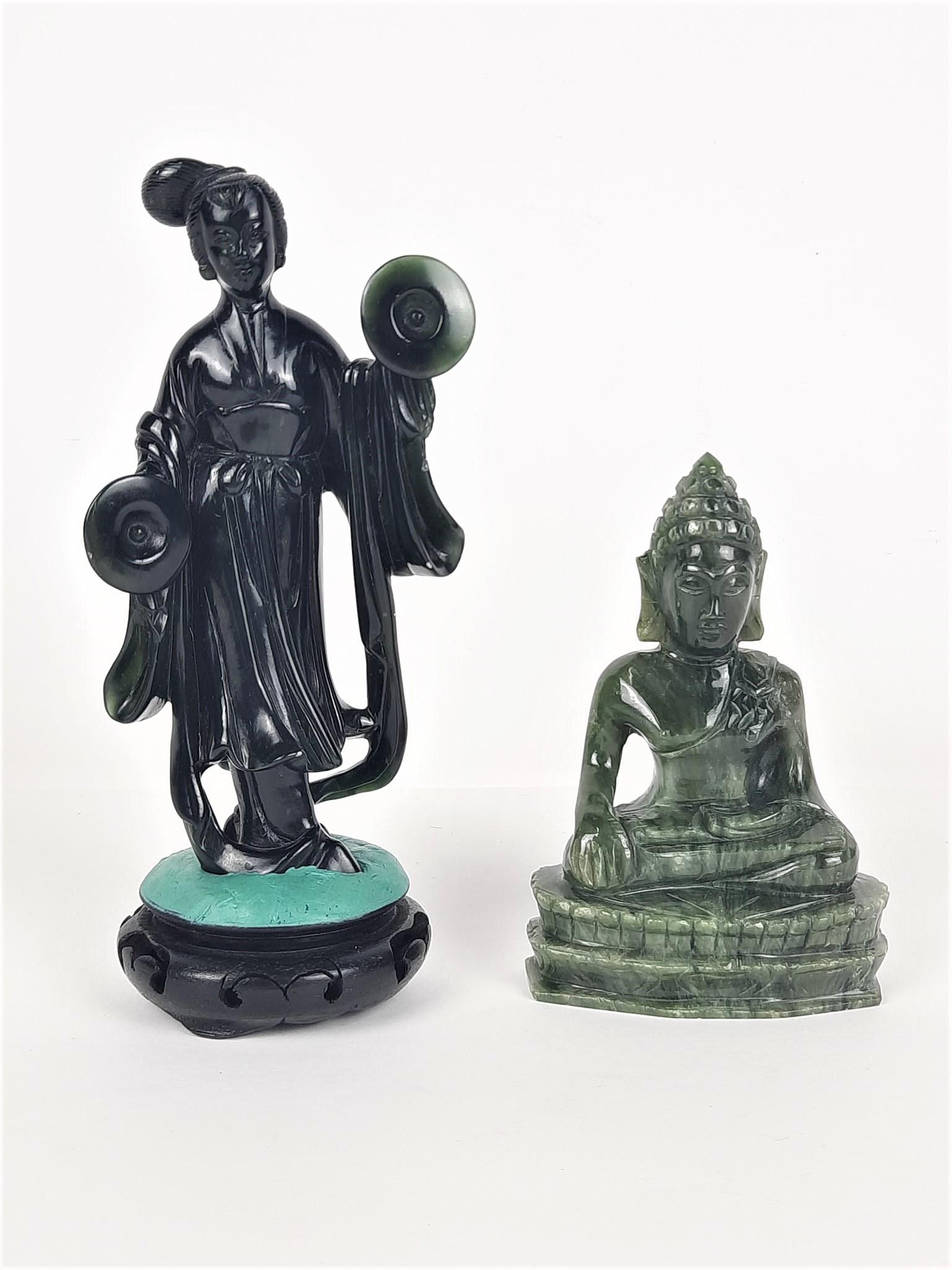 2 Nephrite Figurines: 5" to 7" high. LR IMPORTANT: Before bidding, please read the terms and conditions. When you registered for the auction you agreed to these terms and will be required to comply with them.