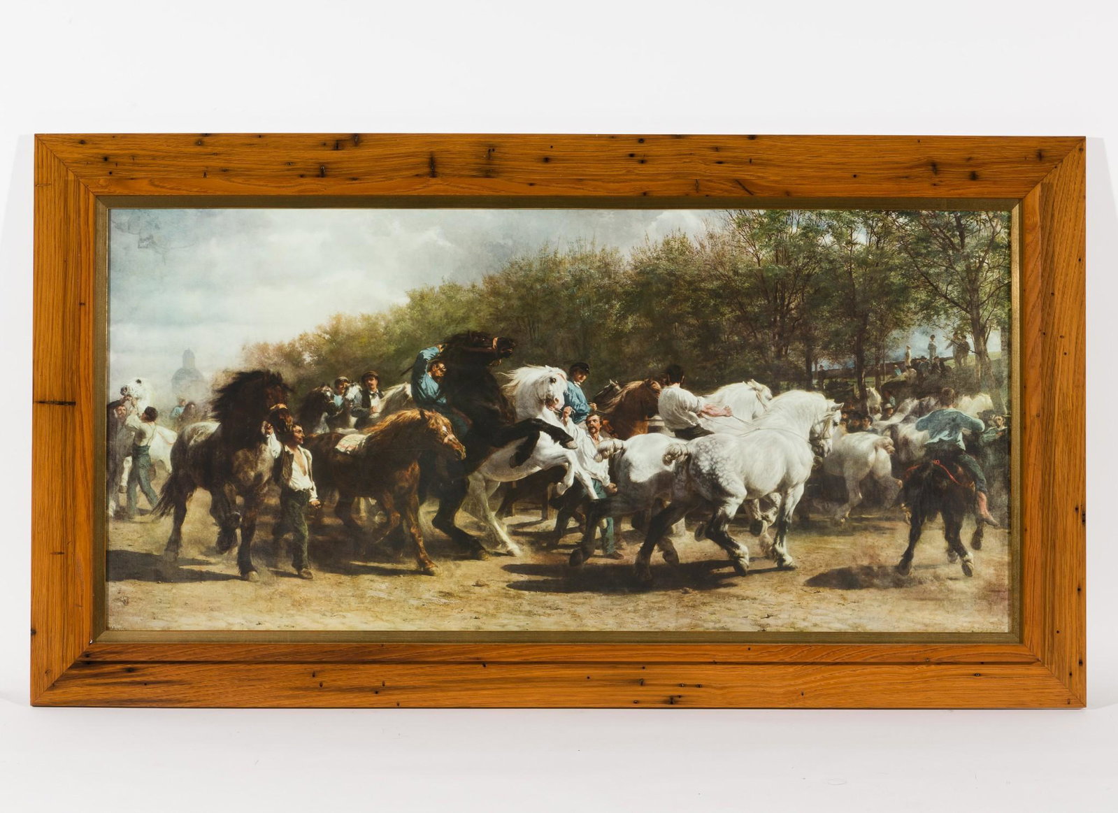 Rosa Bonheur "The Horse Fair" Print: French, 1822 - 1899. Overall with frame 22" high x 41-1/2. RM IMPORTANT: Before bidding, please read the terms and conditions. When you registered for the auction you agreed to these terms and will be