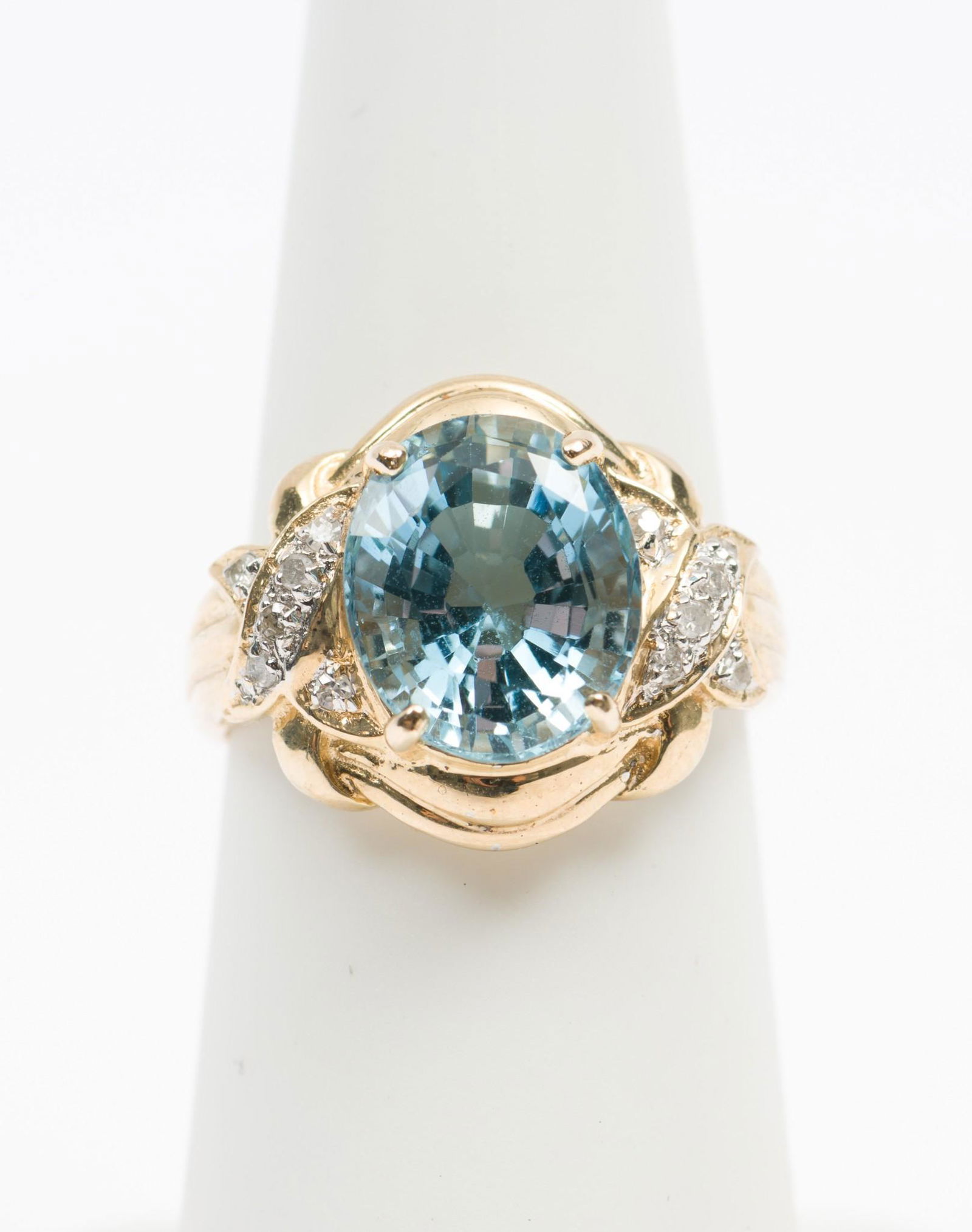 14K Gold, Aquamarine & Diamond Ring (1 of 3)