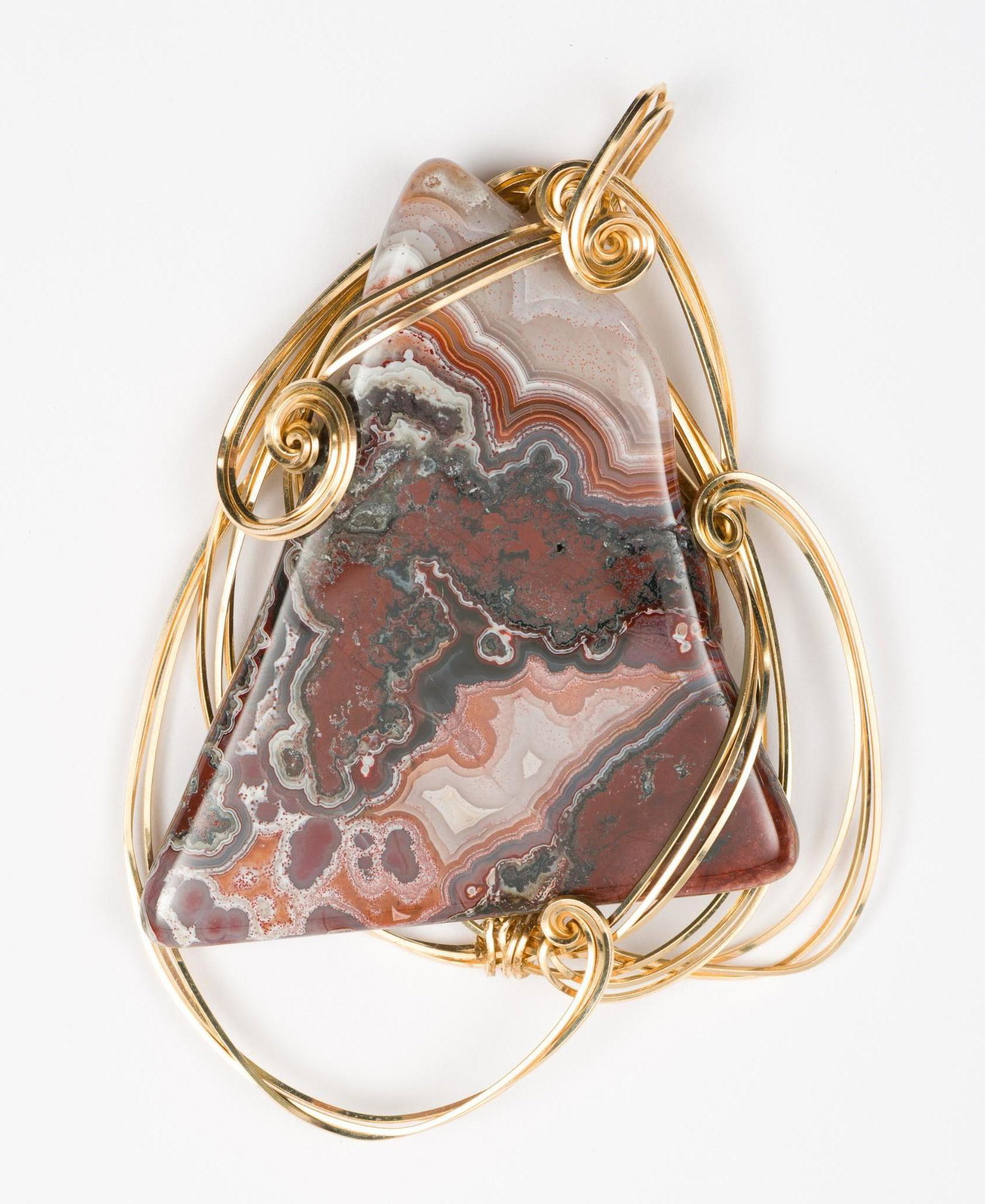 Wire Wrapped Lace Agate Pendant (1 of 3)