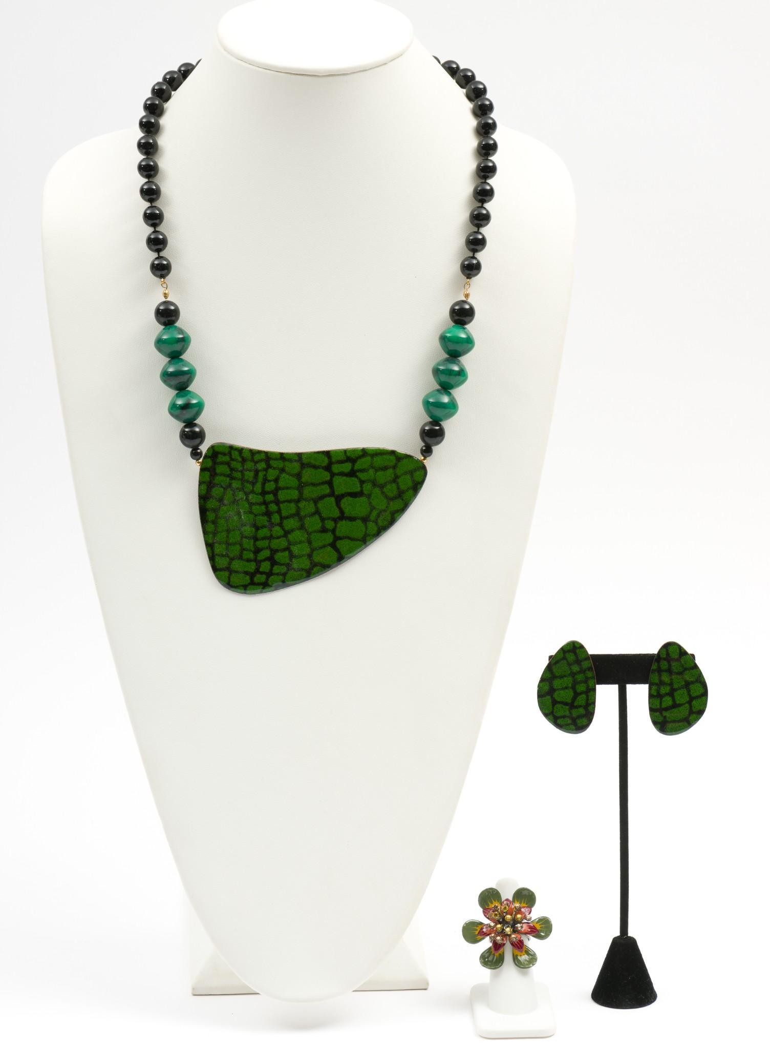 Fired Glass Enamel Necklace, Earrings, & Ring (1 of 9)