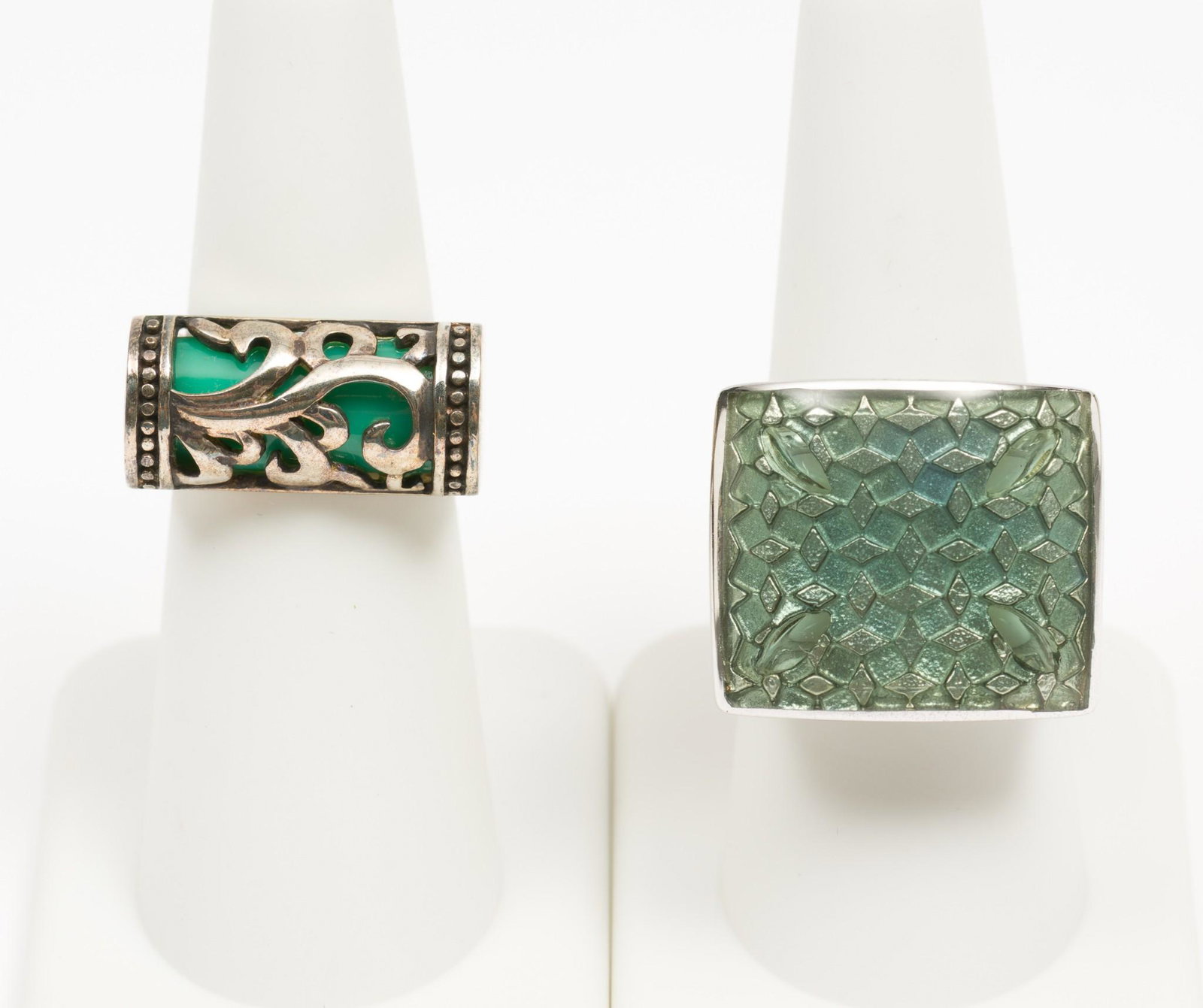 2 Sterling Fashion Rings incl Ross Simons: 1/3" to 3/4" wide. Sizes 6 and 7.25. MH. IMPORTANT: Before bidding, please read the terms and conditions. When you registered for the auction you agreed to these terms and will be required to comply w