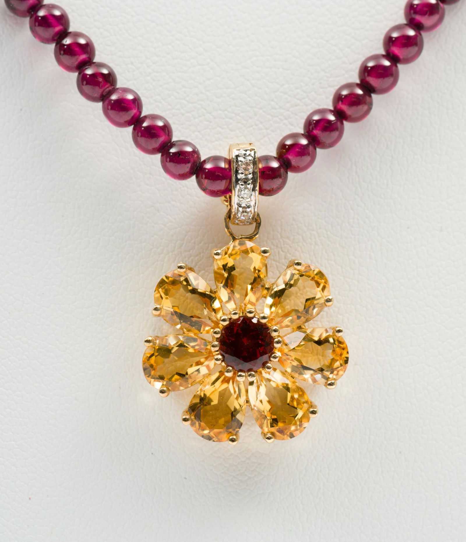 14K Gold, Garnet, Citrine & Diamond Necklace (1 of 5)