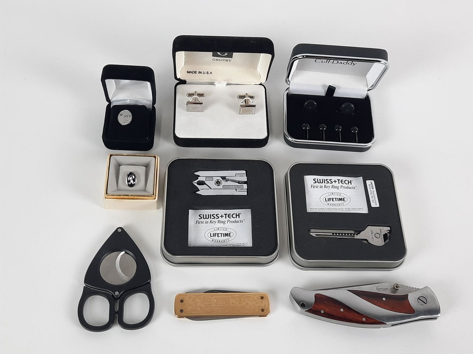 9 Pcs Cufflinks, Knives and Swiss Tech Key Products (1 of 8)