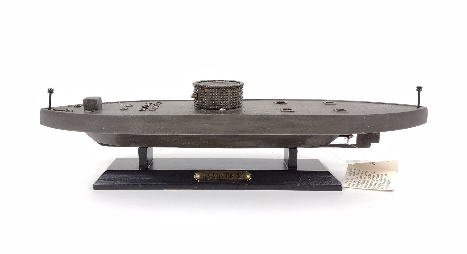 U.S.S. Monitor 1862 Figurine: With original box. 15-1/2" wide x 4-1/2" high. MEG The item(s) in this lot are being sold from the Estate of Stephen Reed. IMPORTANT: Before bidding, please read the terms and conditions. When you reg