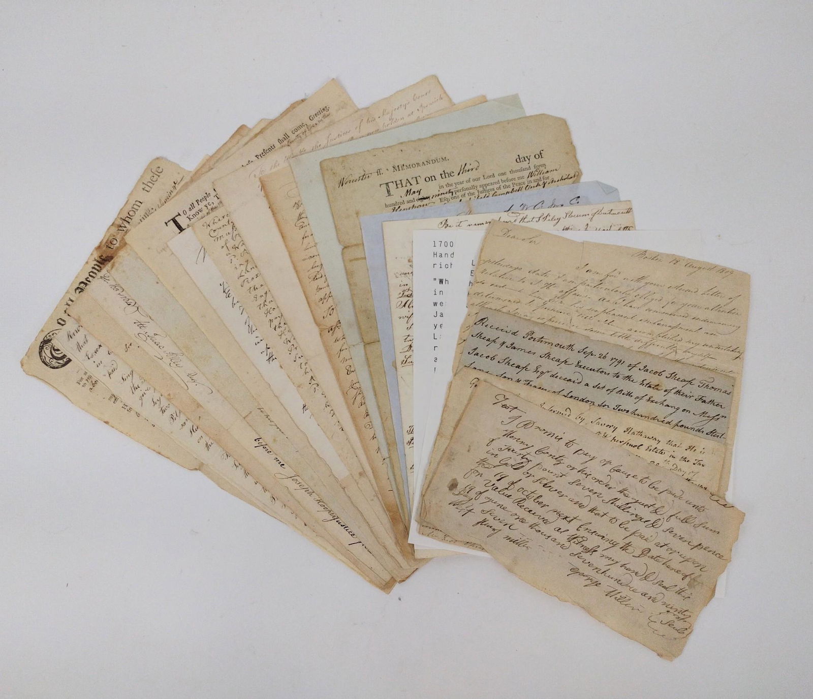 Collection of (19) 18th & 19th C New England Manuscript Documents (1 of 9)
