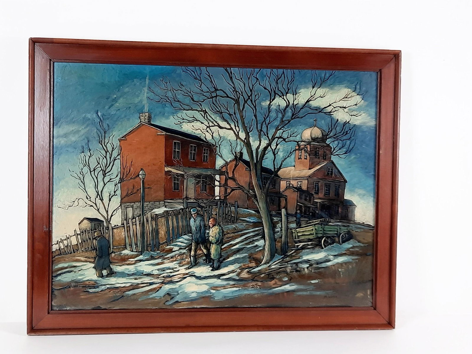 W. Leach Winter Stroll Painting: Overall with frame 27-3/4" high x 35-3/4" wide. LR The item(s) in this lot are being sold for the Estate of Stephen Reed. IMPORTANT: Before bidding, please read the terms and conditions. When you regi