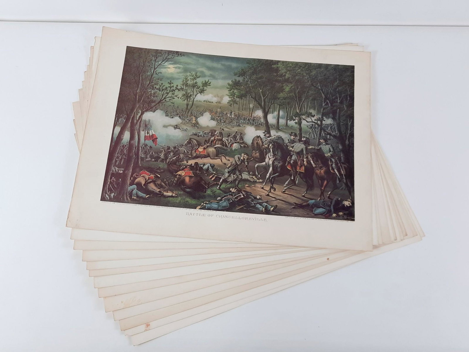 13 Civil War Battle Prints by Kurz & Allison: Includes duplicates. Each 18-1/2" high x 24-1/2" wide. Some discoloration. LR The item(s) in this lot are being sold for the Estate of Stephen Reed. IMPORTANT: Before bidding, please read the terms an