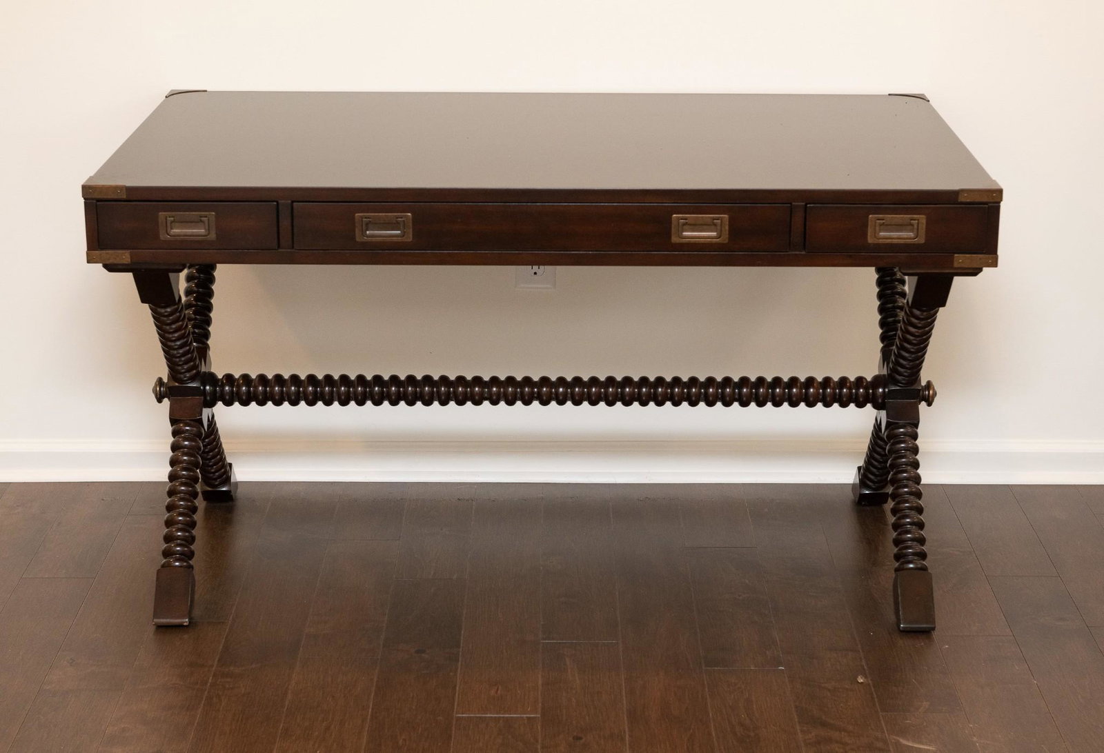 Tommy Bahama Home Royal Kahala Poets Crossing Writing Desk: 54-1/4" wide x 32-1/4" deep x 29-1/2" high. LR/ WP IMPORTANT: Before bidding, please read the terms and conditions. When you registered for the auction you agreed to these terms and will be required t