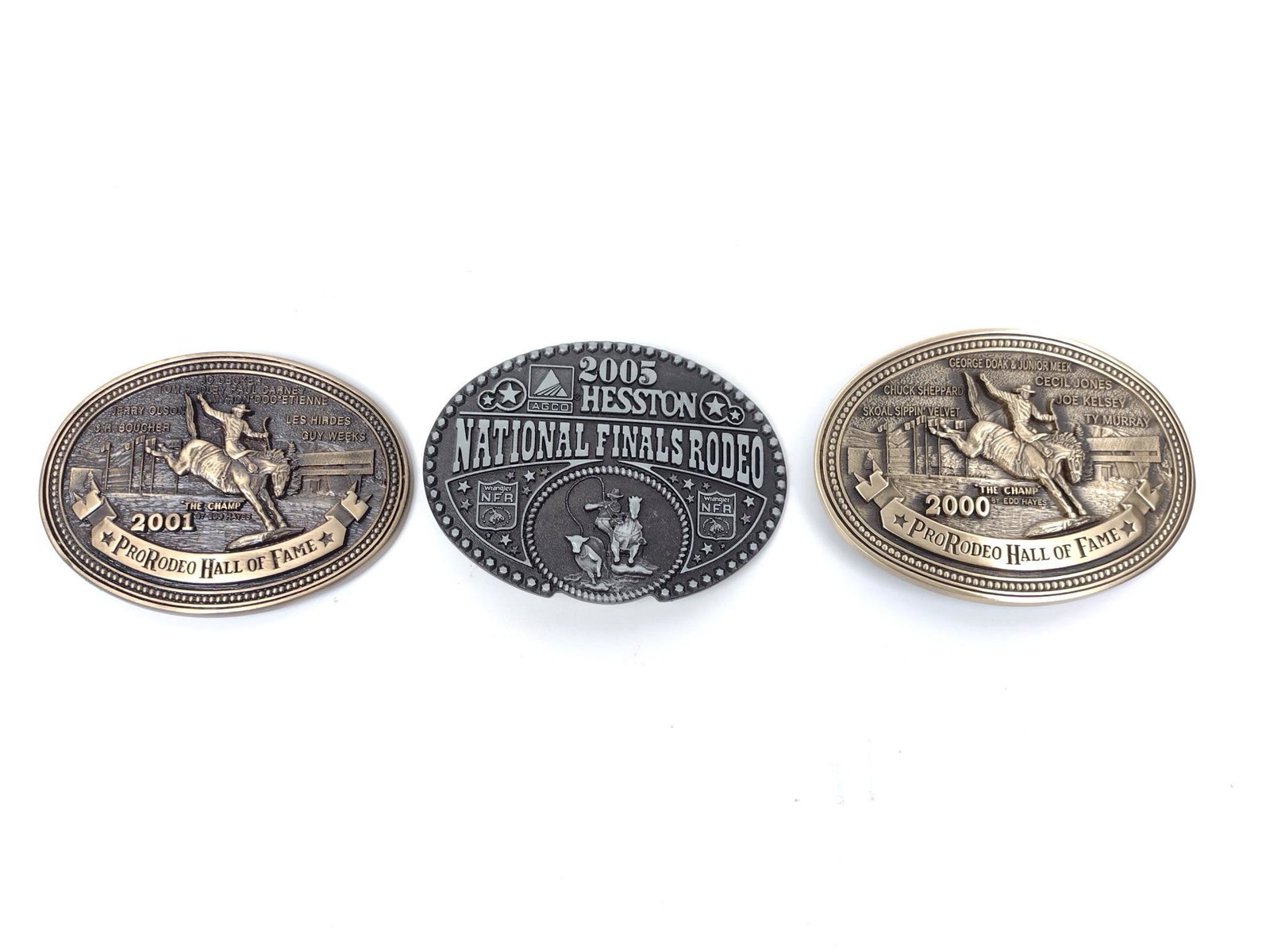 3 Rodeo Belt Buckles: All 3-3/4" wide X 2-3/4" high. MG. The item(s) in this lot are being sold for the Estate of Stephen Reed. IMPORTANT: Before bidding, please read the terms and conditions. When you registered for the a