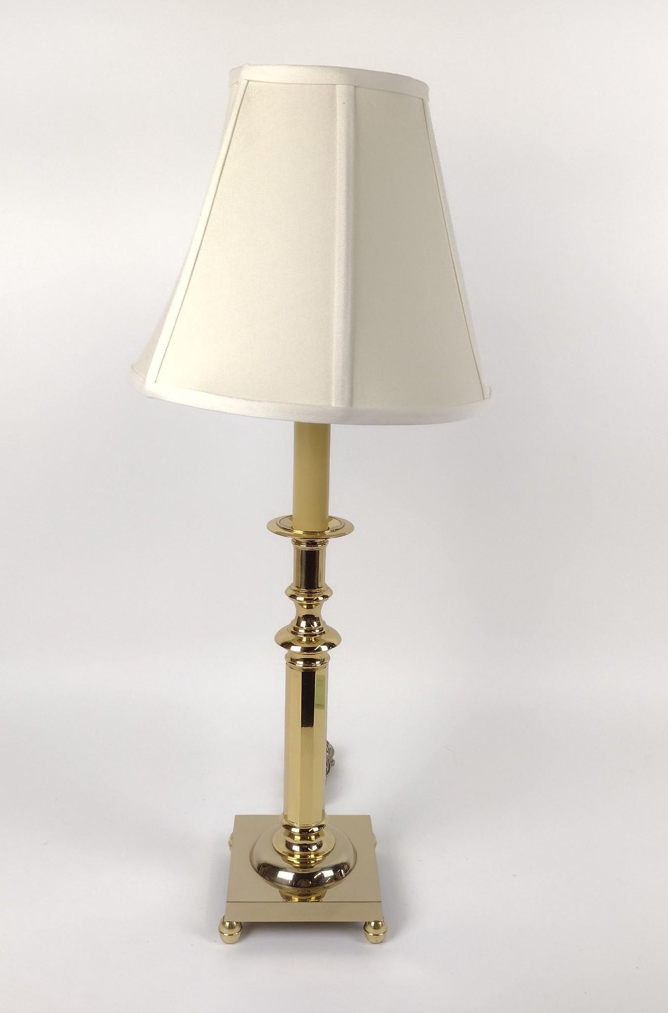 Brass Candlestick Lamp with Stiffel Shade (1 of 3)