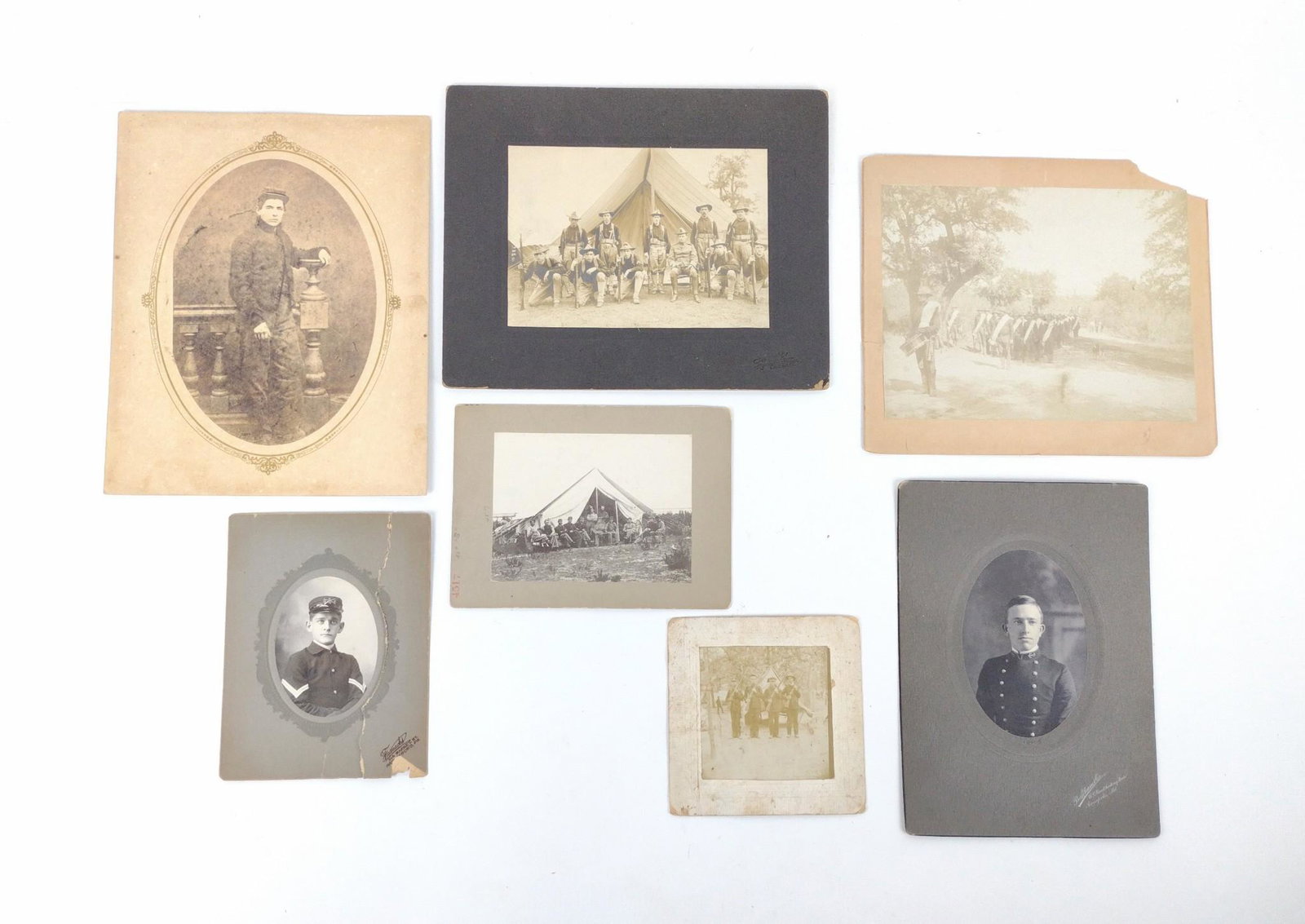 8 Civil War And Later Photos: Includes Sameual C. Wagner 1864 3rd PA Cav., Thos Murry March 1905, Tent of Head Qr. guard Beaufort, N.C., and other's without provenance. RM The item(s) in this lot are being sold for the Estate of S