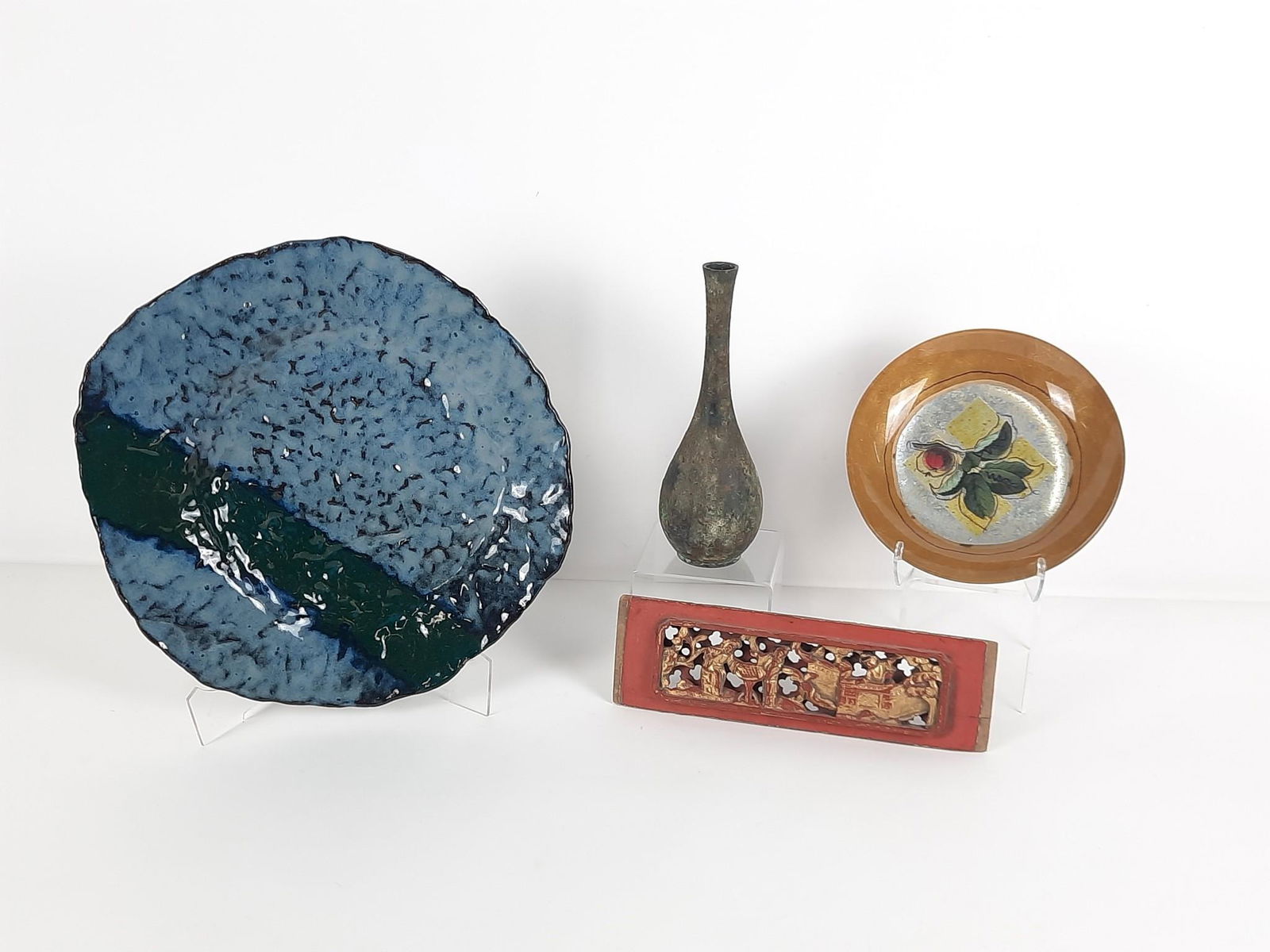 4 Pcs incl Studio Pottery and S. Ward Art Glass Plate (1 of 9)