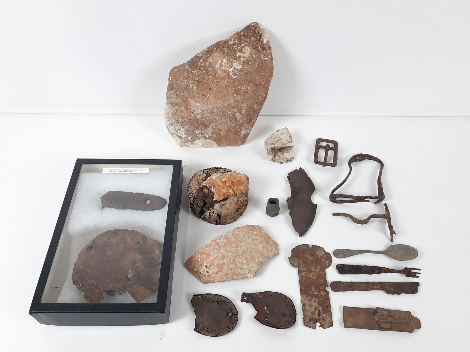 18 Relics incl Pottery Fragments and Musket Parts (1 of 2)