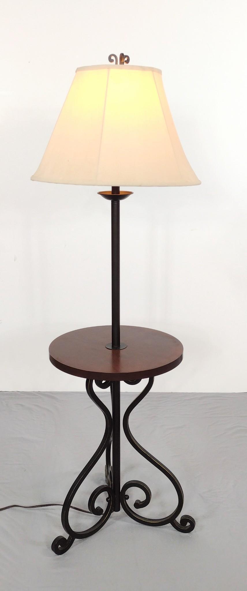 Lamp Table with Metal Base: Working. 16" diameter X 56" high. Has some light scratches. MG. IMPORTANT: Before bidding, please read the terms and conditions. When you registered for the auction you agreed to these terms and will 