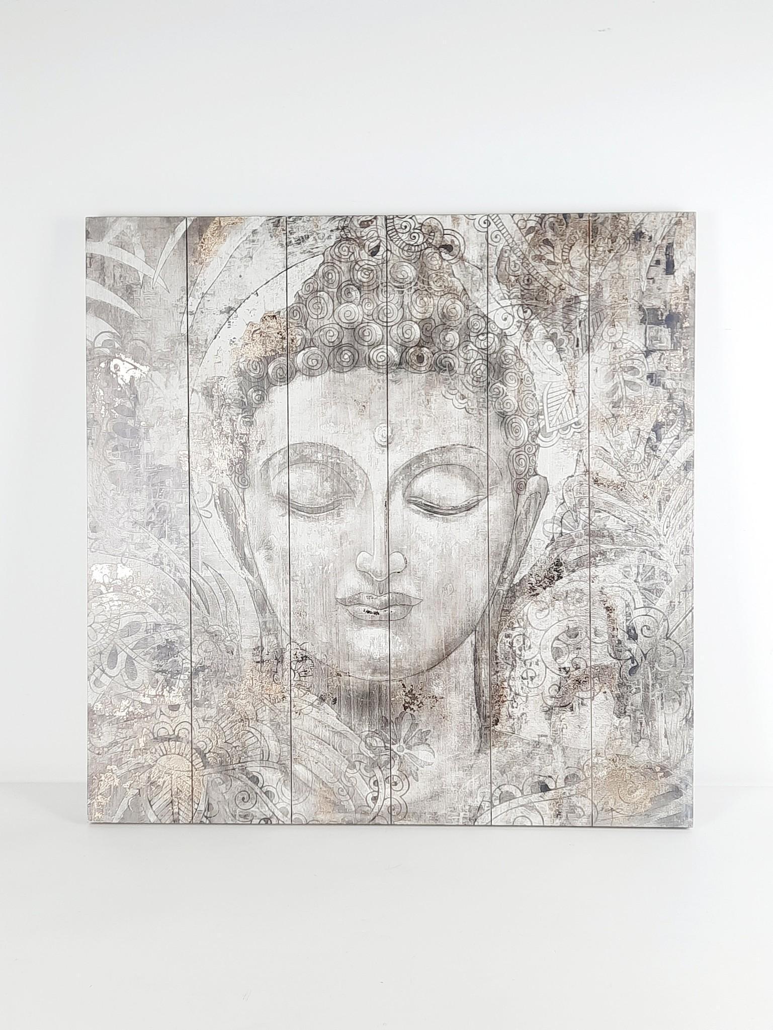 Wood Buddha Wall Art Embellished with Glitter (1 of 2)