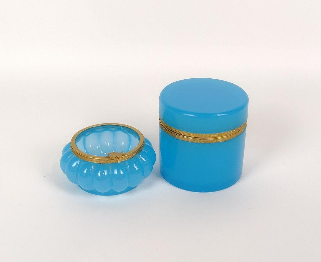 French Blue Opaline Glass Trinket Box and Ashtray (1 of 5)